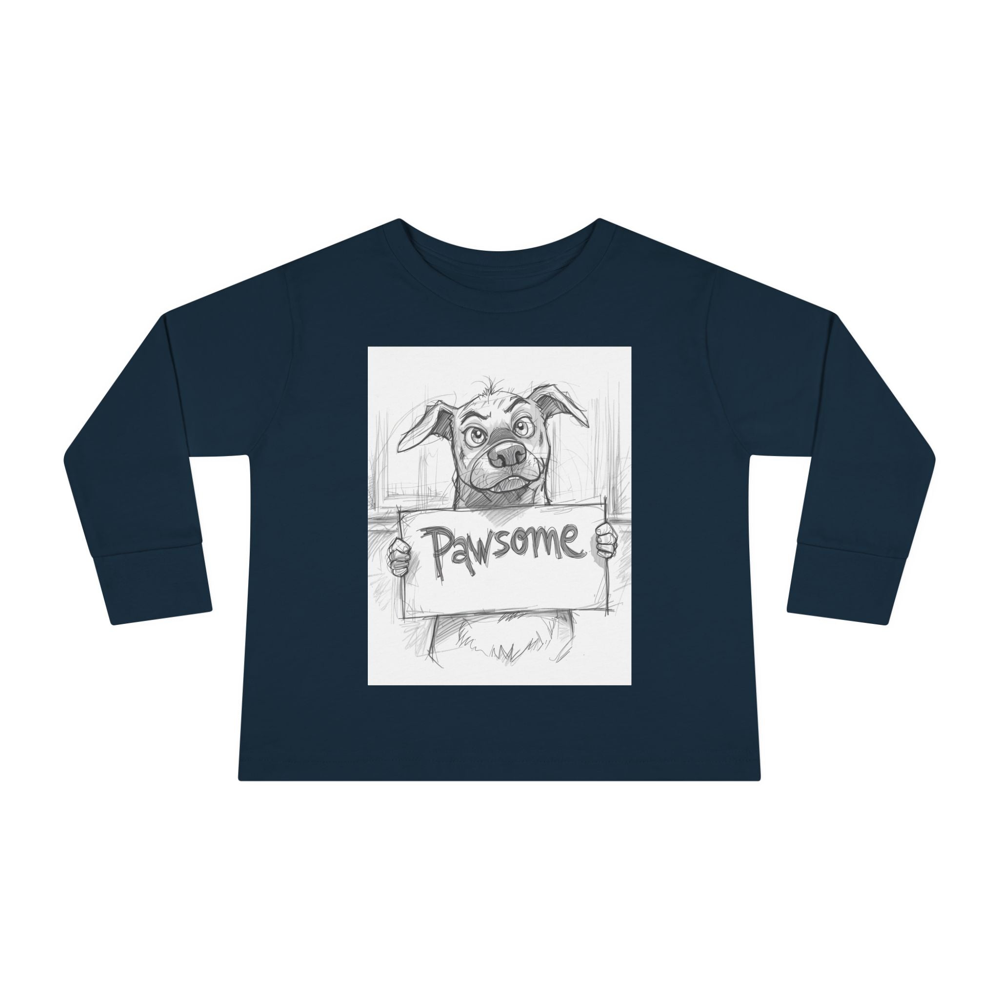 Pawsome Toddler Long Sleeve Tee, Cute Dog Shirt, Pet Lovers Gift, Kids Apparel, Funny Animal Tee, Birthday Gift