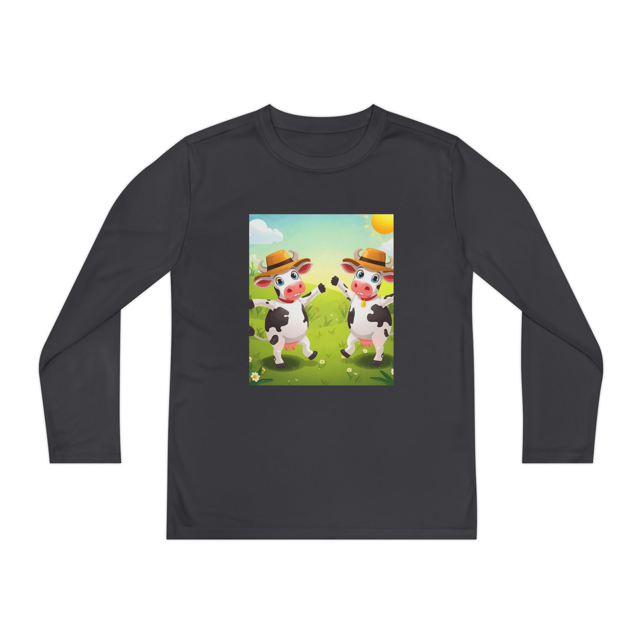 Cute Cows Farm Fun Youth Long Sleeve Competitor Tee
