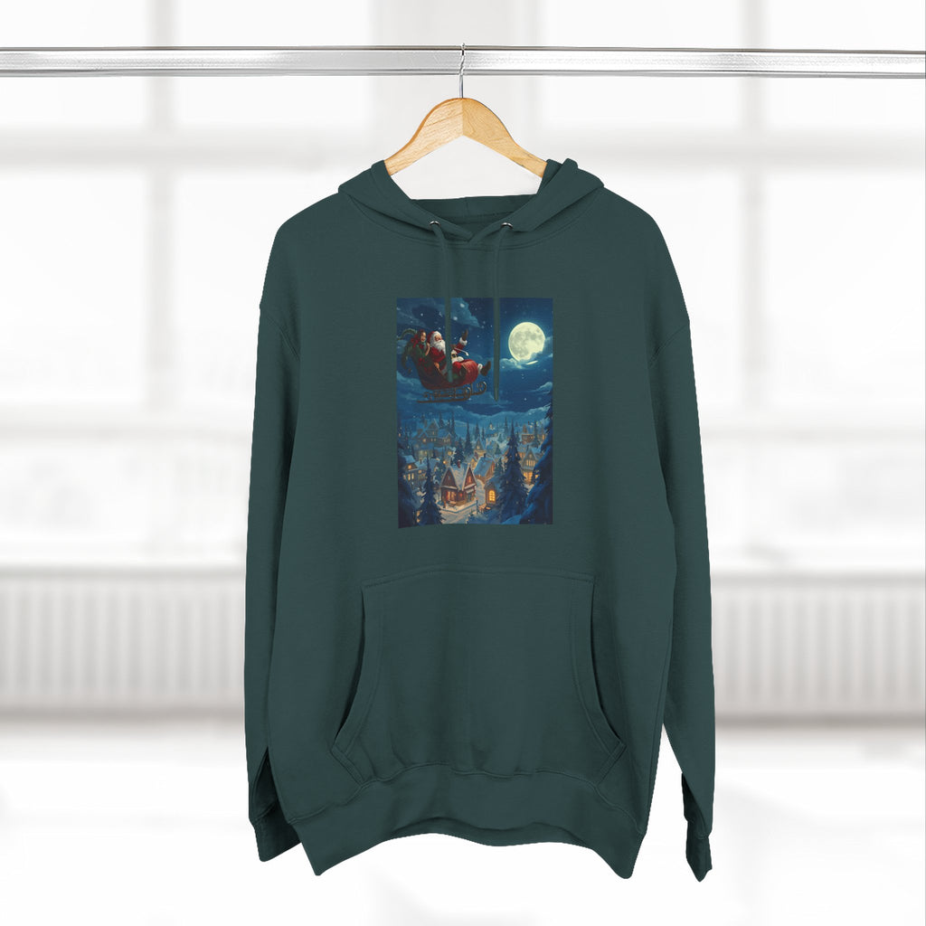 Christmas Santa Sleigh Three-Panel Fleece Hoodie