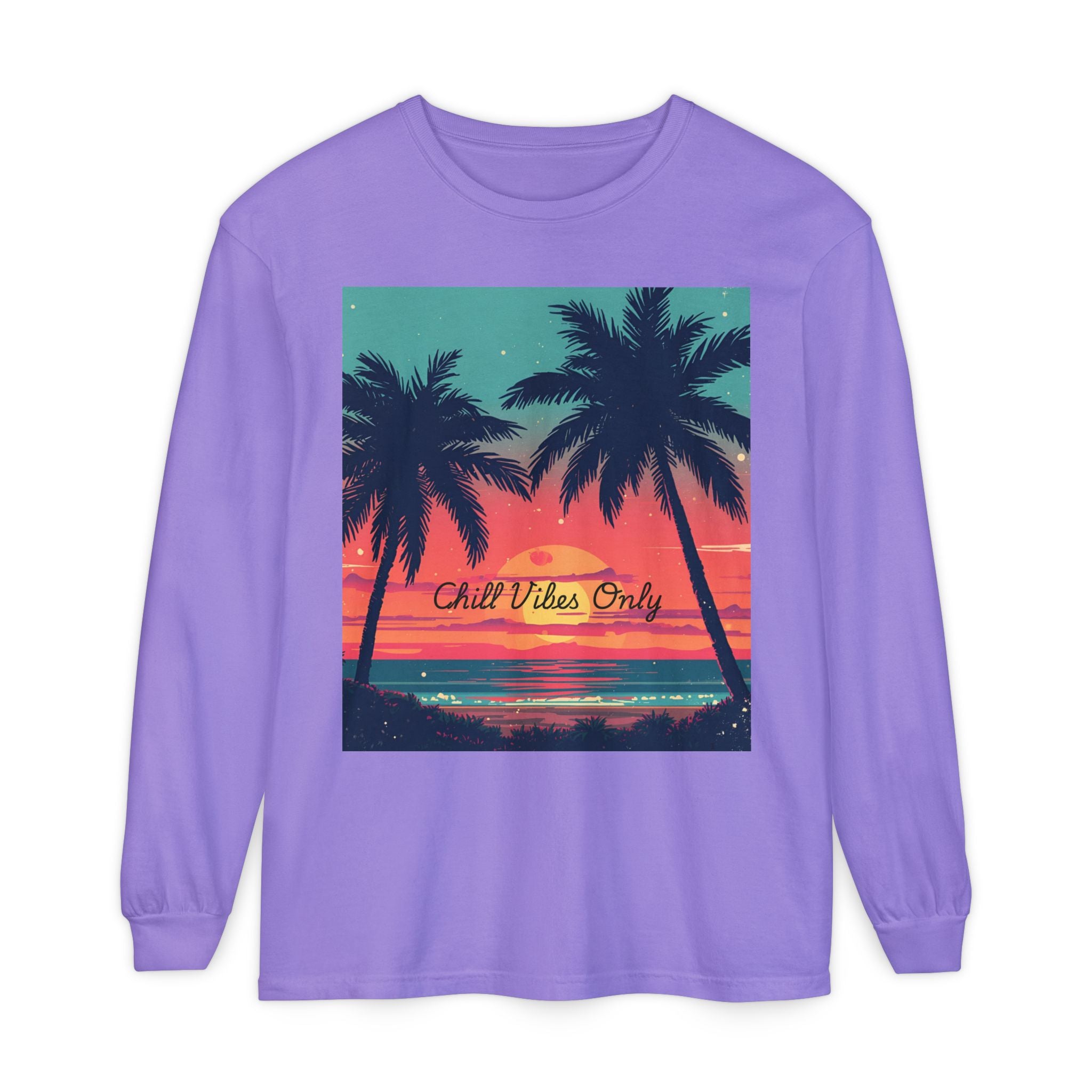 Tropical Sunset Unisex Garment-dyed Long Sleeve T-Shirt