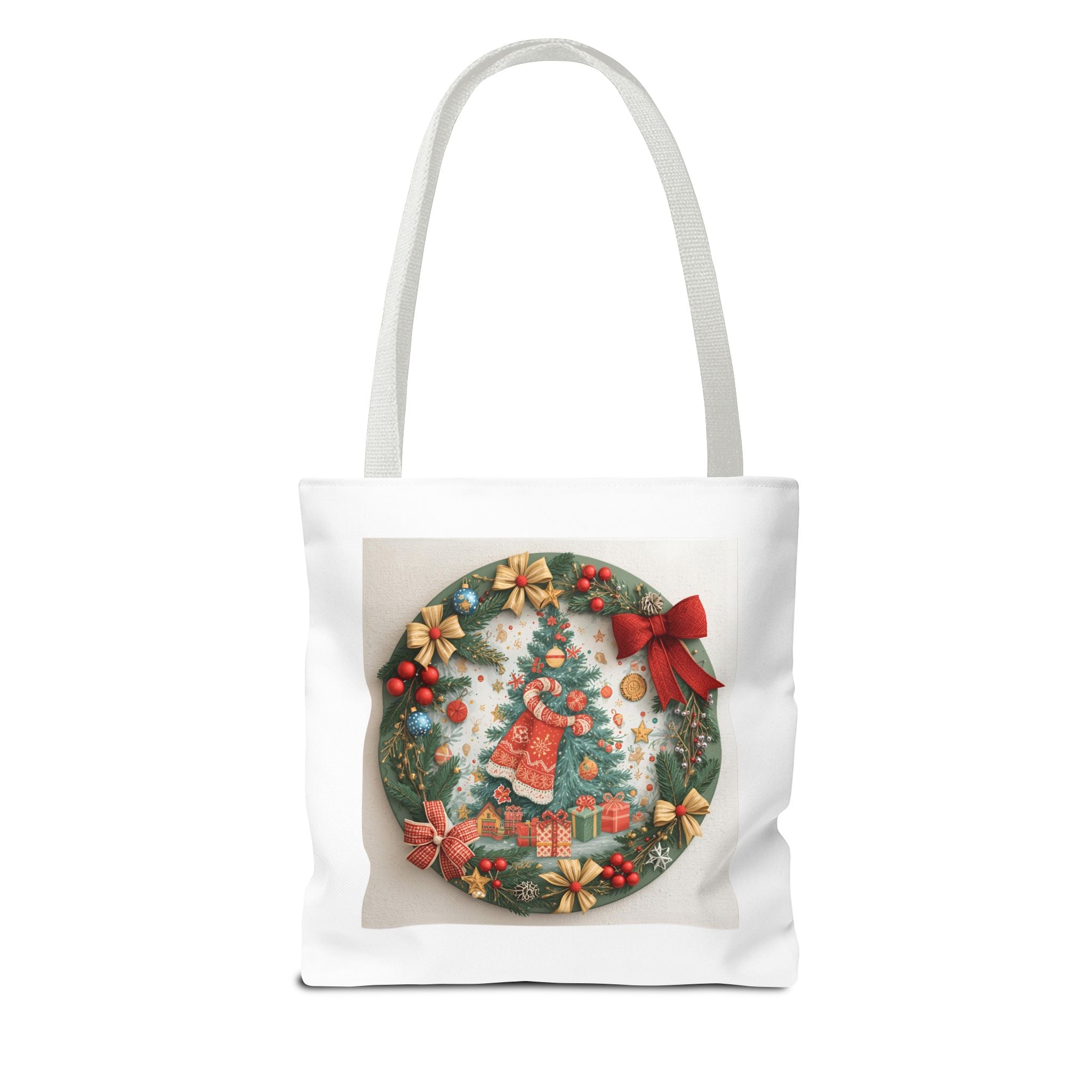 Christmas Tote Bag, Festive Holiday Bag, AOP Design, Gift Bag for Her, Reusable Shopping Tote