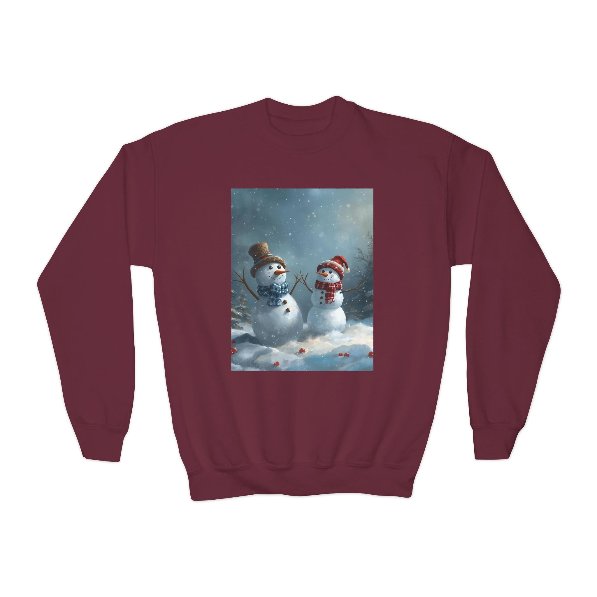 Christmas Snowman Family Youth Crewneck Sweatshirt