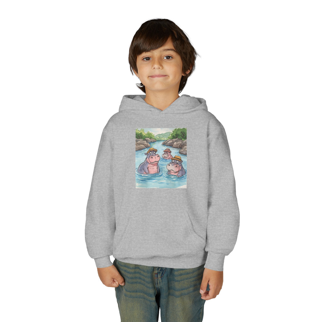 Hippo Cute Youth Heavy Blend Hooded Sweatshirt