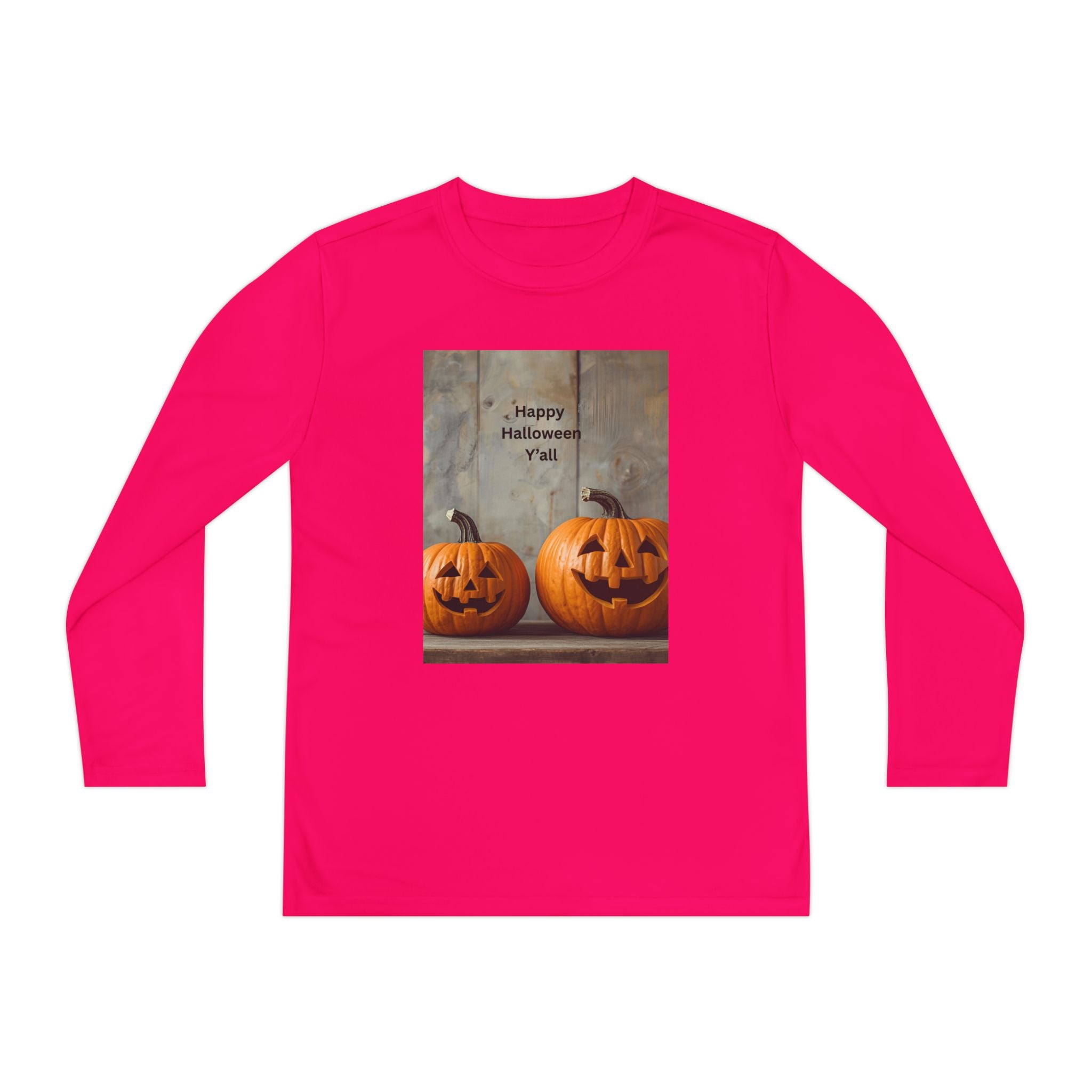 Youth Halloween Pumpkin Long Sleeve Tee, Funny Halloween Shirt, Kids Pumpkin Tee, Fall Celebration Top, Spooky Season Apparel