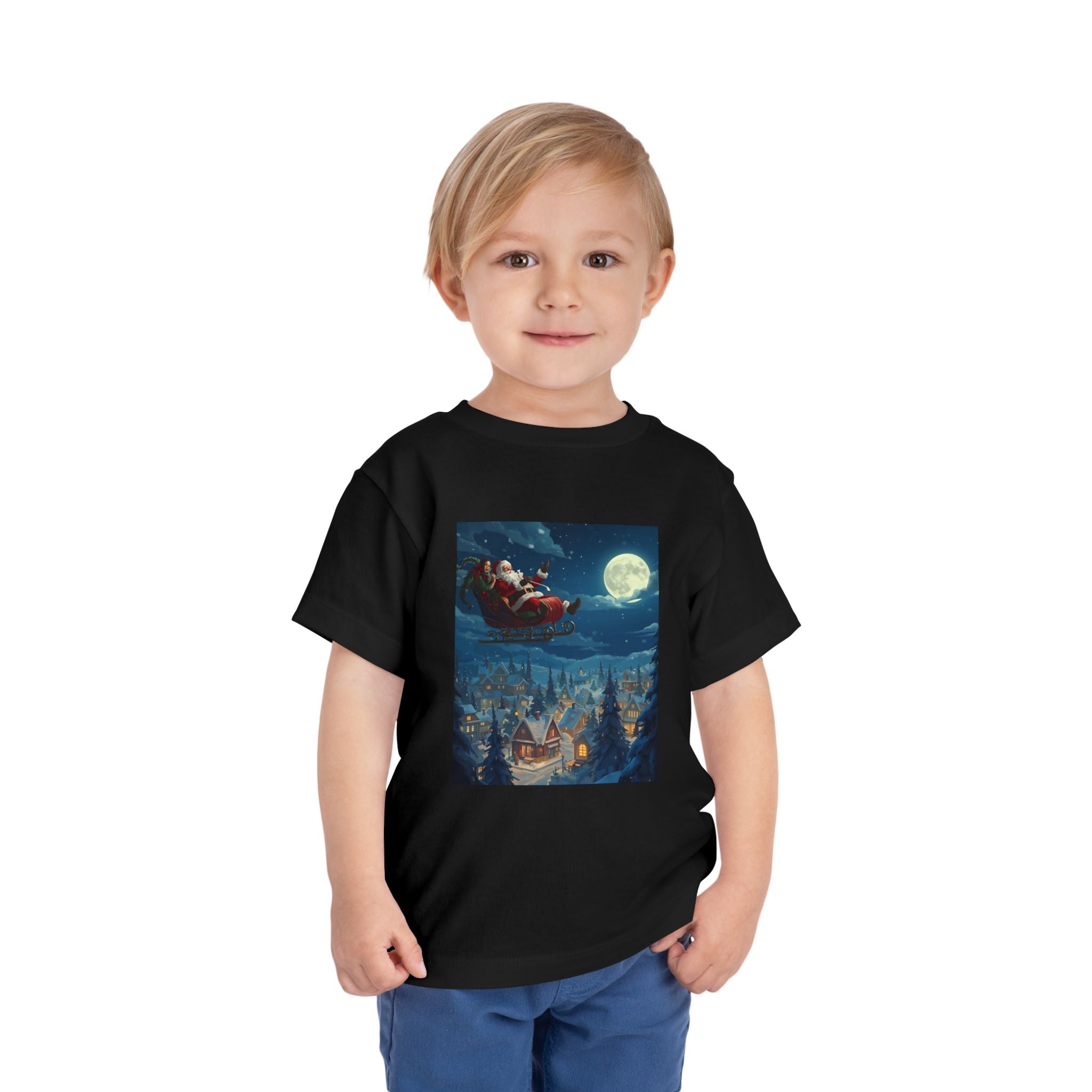 Christmas Santa Sleigh Toddler Short Sleeve Tee