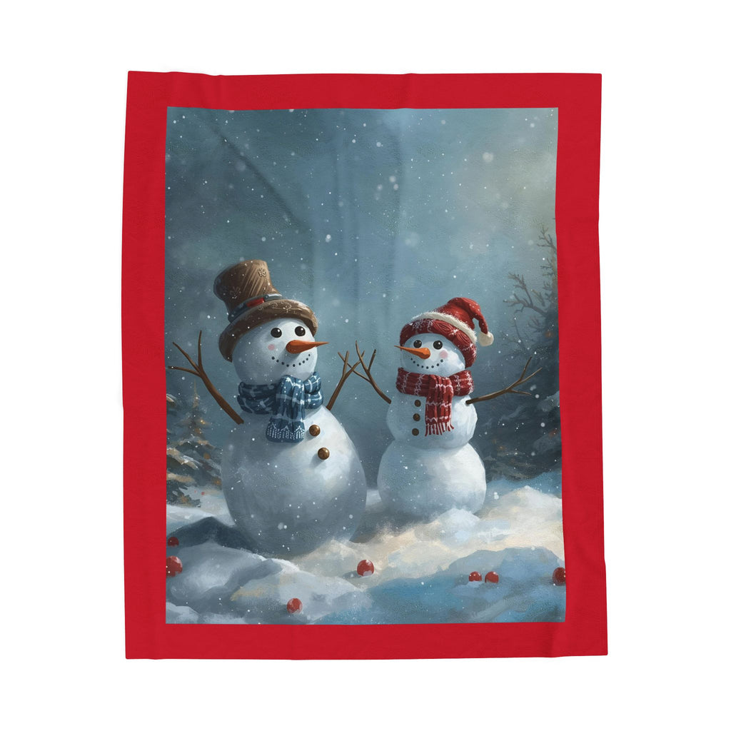 Christmas Snowman Family Velveteen Plush Blanket