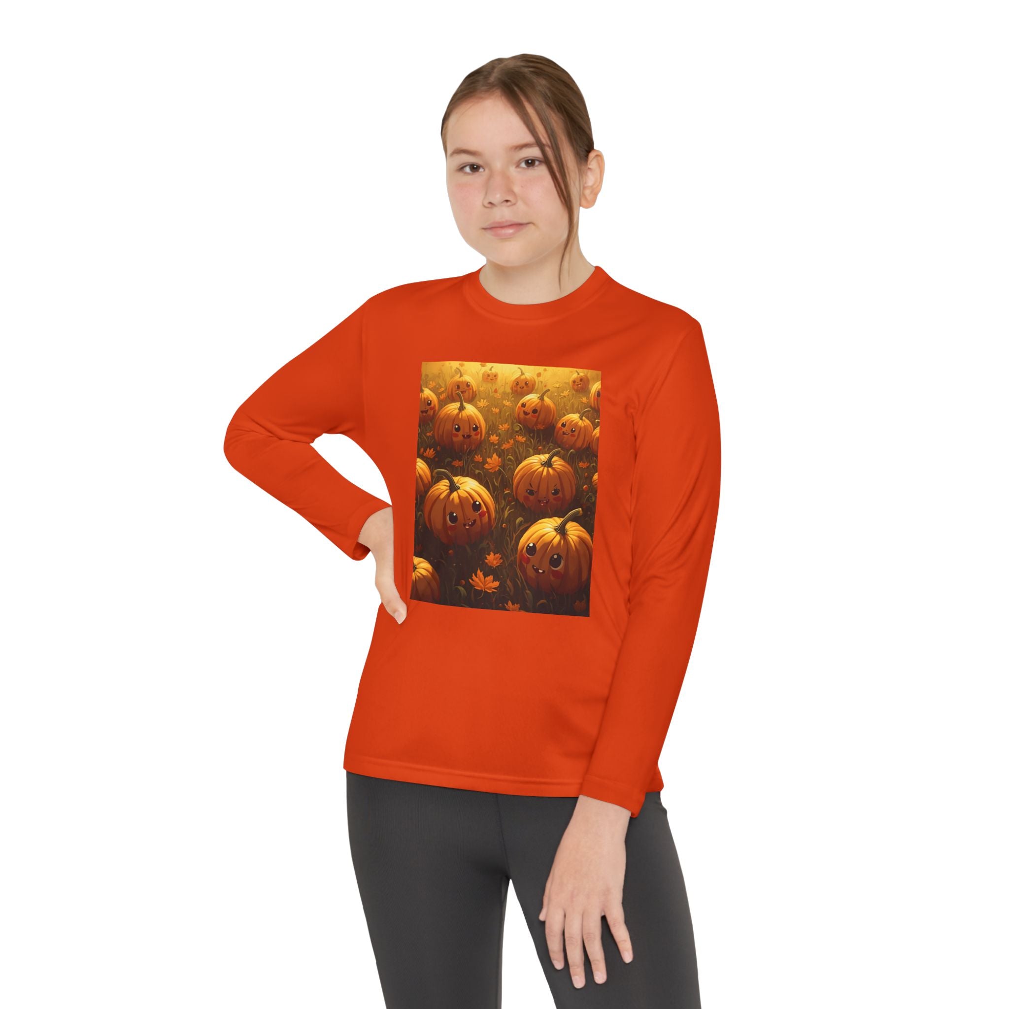 Happy Halloween Pumpkin Youth Long Sleeve Competitor Tee