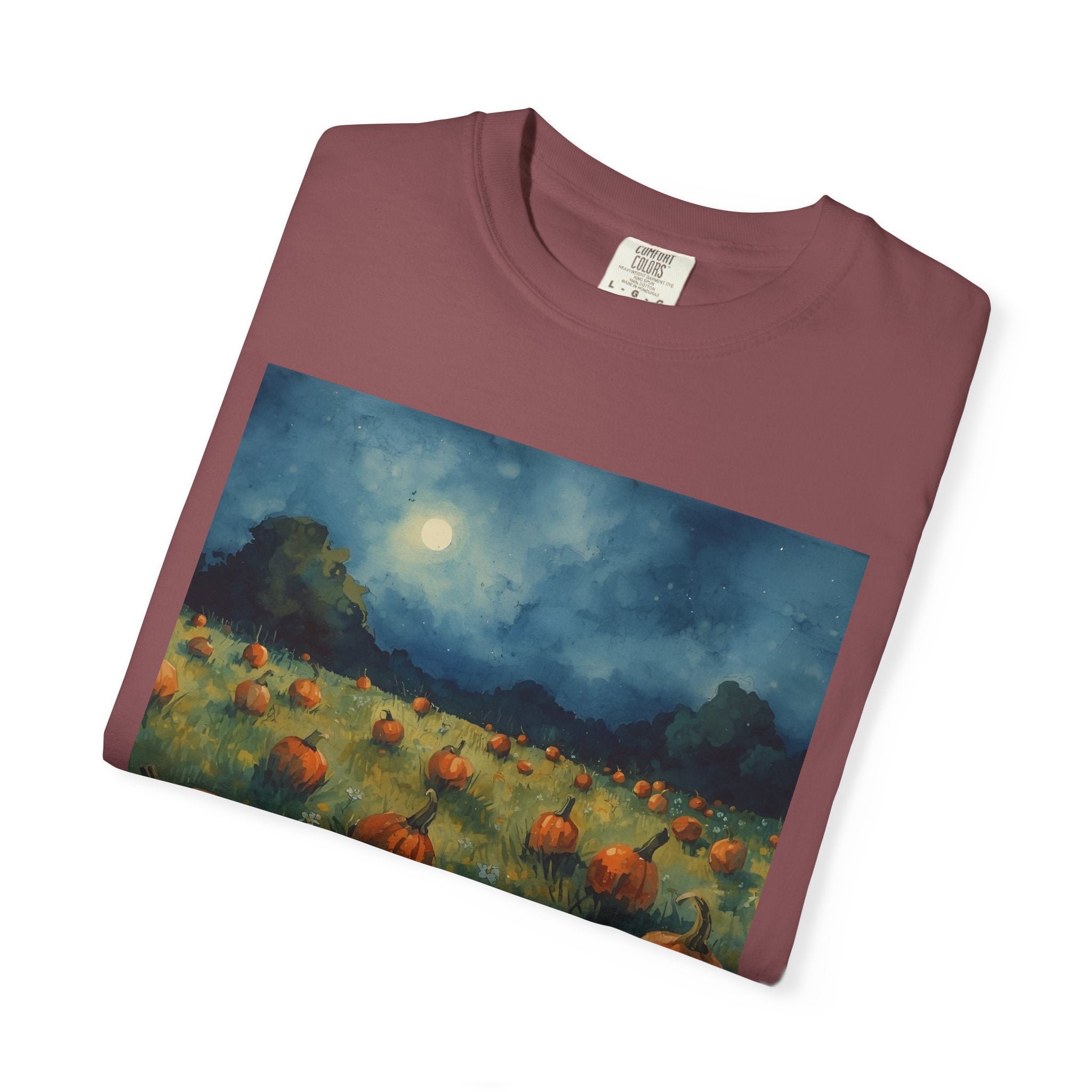Autumn Pumpkin Field T-shirt | Unisex Fall Tee, Cozy Graphic Shirt, Halloween Gift, Harvest Fashion, Seasonal Wear, Pumpkin Lovers