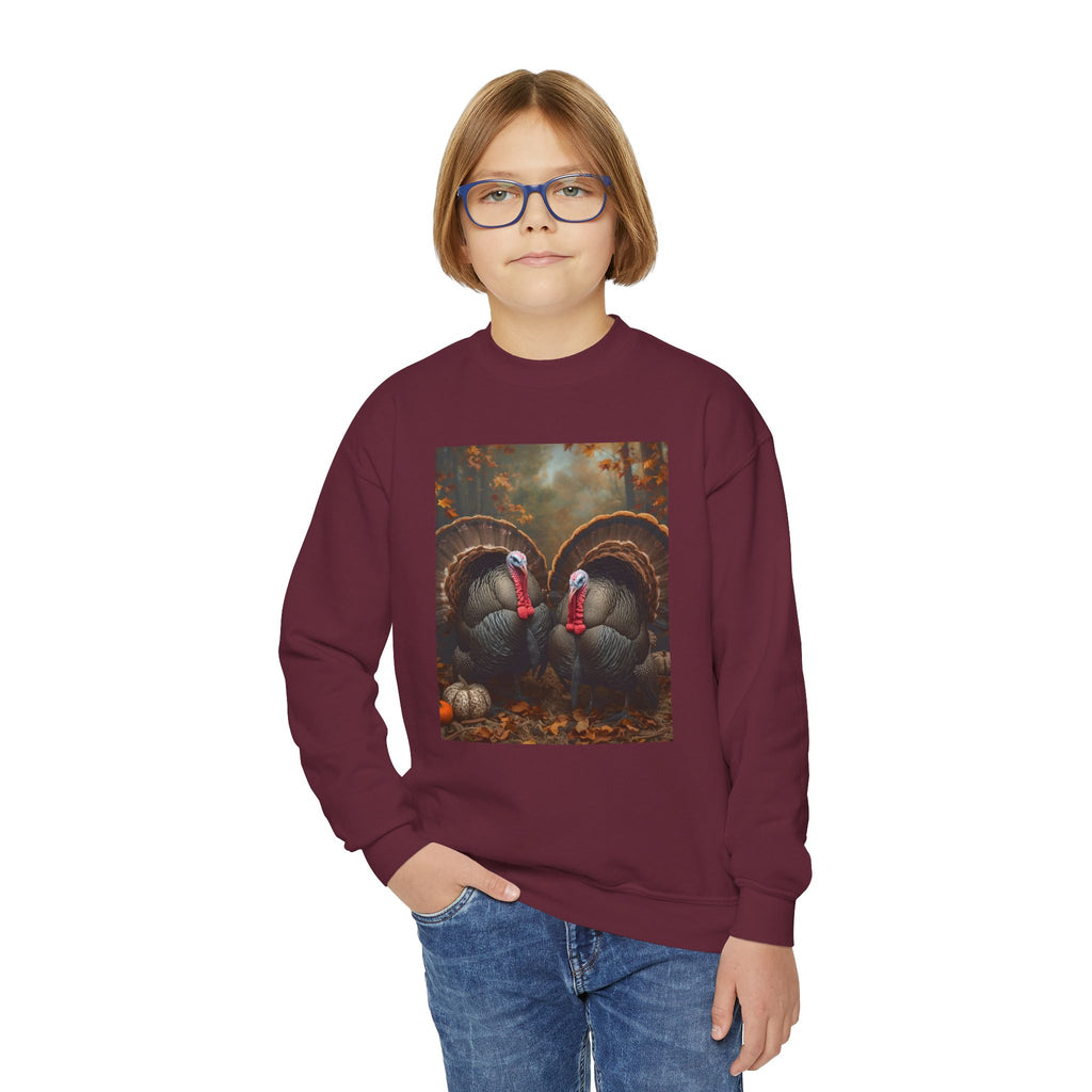 Thanksgiving Thankful Turkeys Youth Crewneck Sweatshirt, Cozy Fall Apparel, Thanksgiving Gift, Kids Sweatshirt, Autumn Fashion
