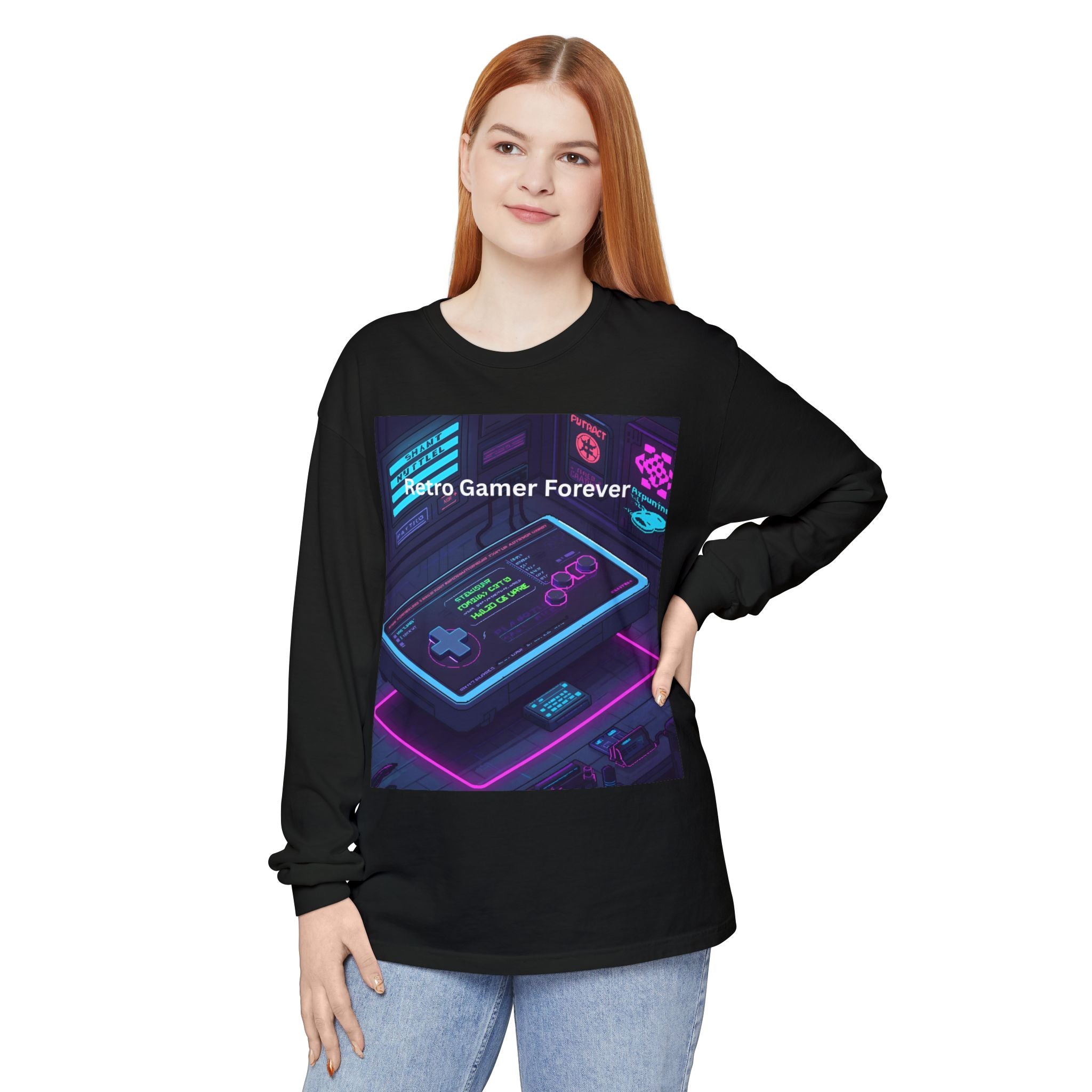 Retro Game Controller Unisex Garment-dyed Long Sleeve T-Shirt
