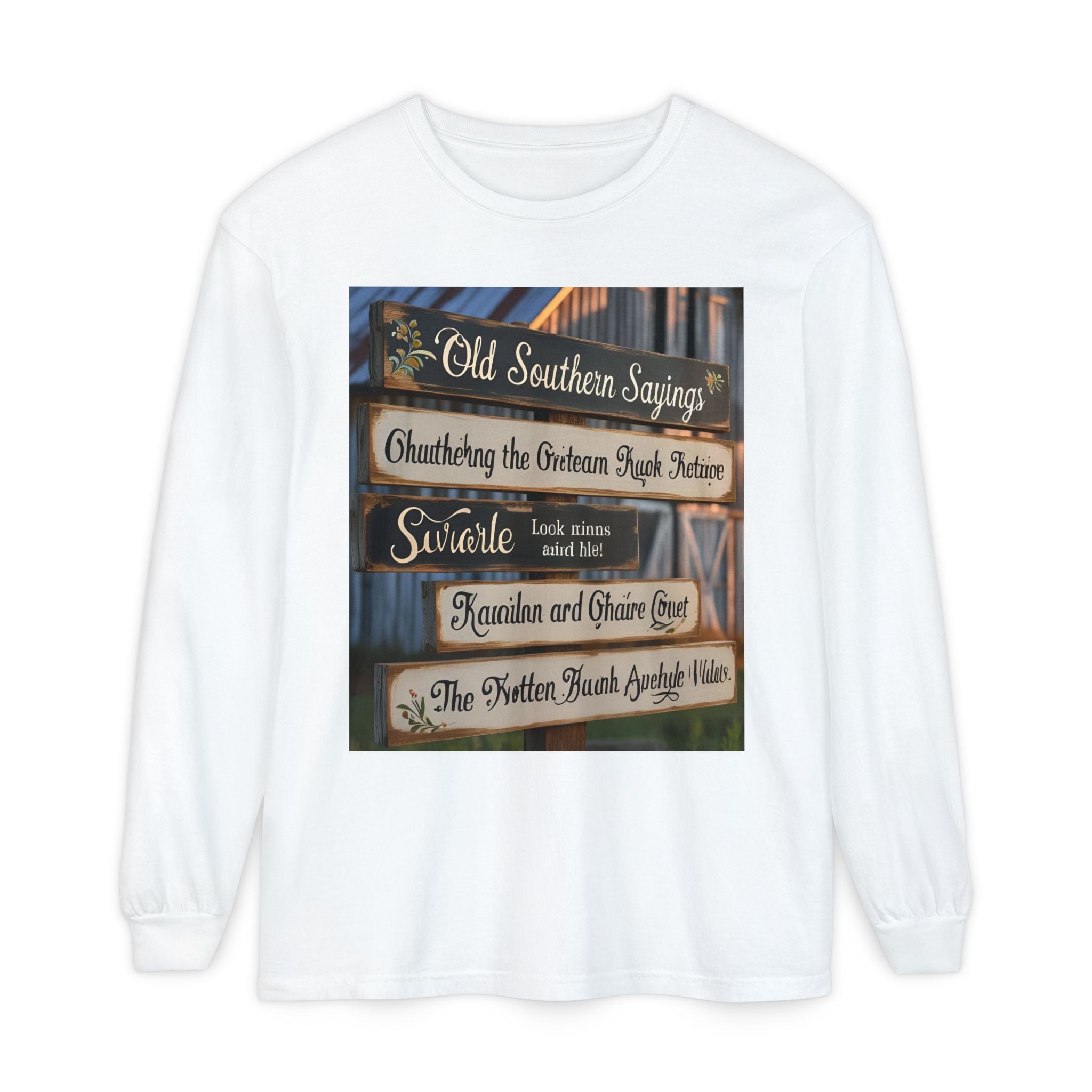 Old Southern Saying Crossings Long Sleeve Tee, Casual Wear, Gift for Southerners, Rustic Style Shirt, Unique Southern Culture Apparel