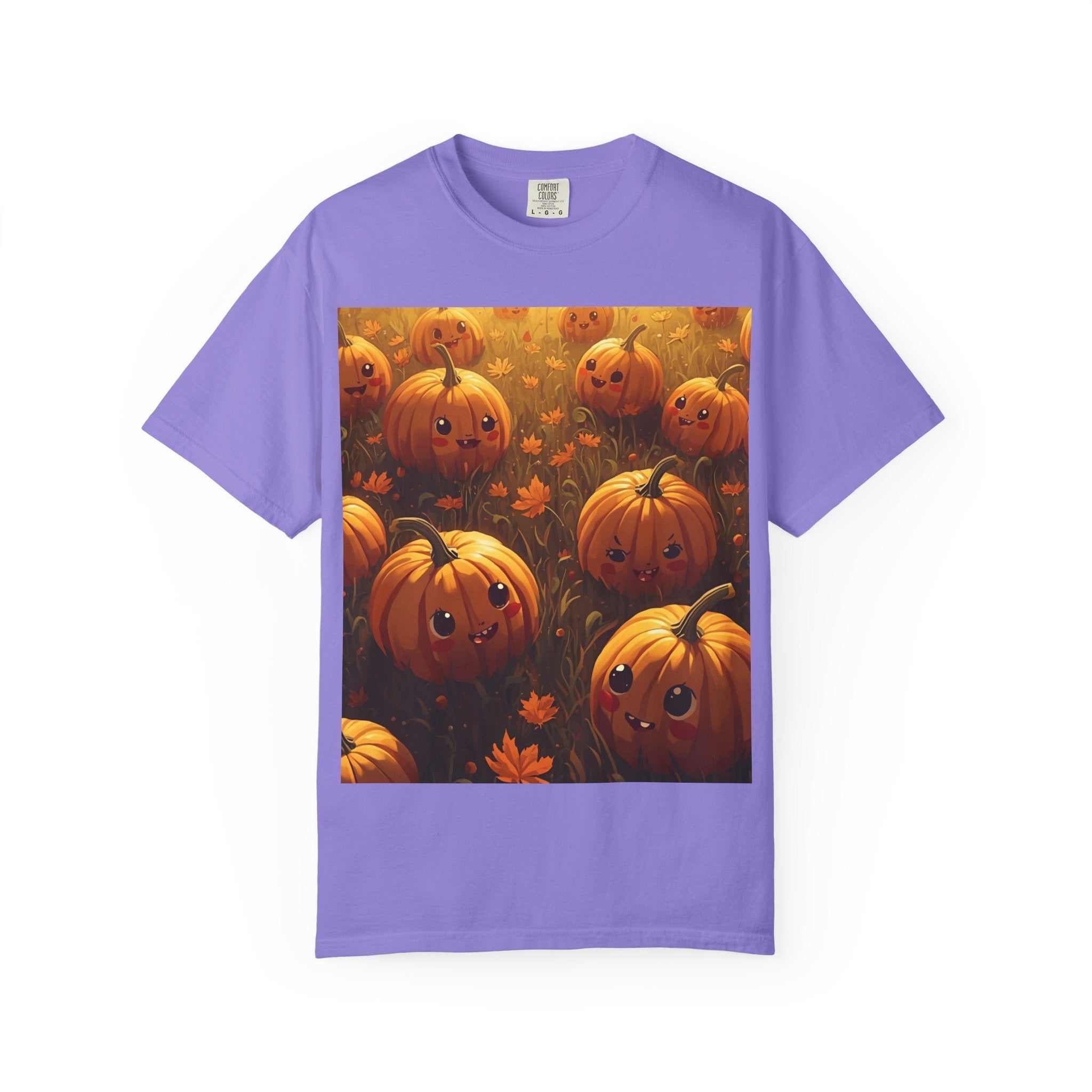 Cute Pumpkin Graphic T-Shirt, Fall Fashion, Halloween Tee, Autumn Wear, Unisex Garment-Dyed Shirt, Seasonal Gift