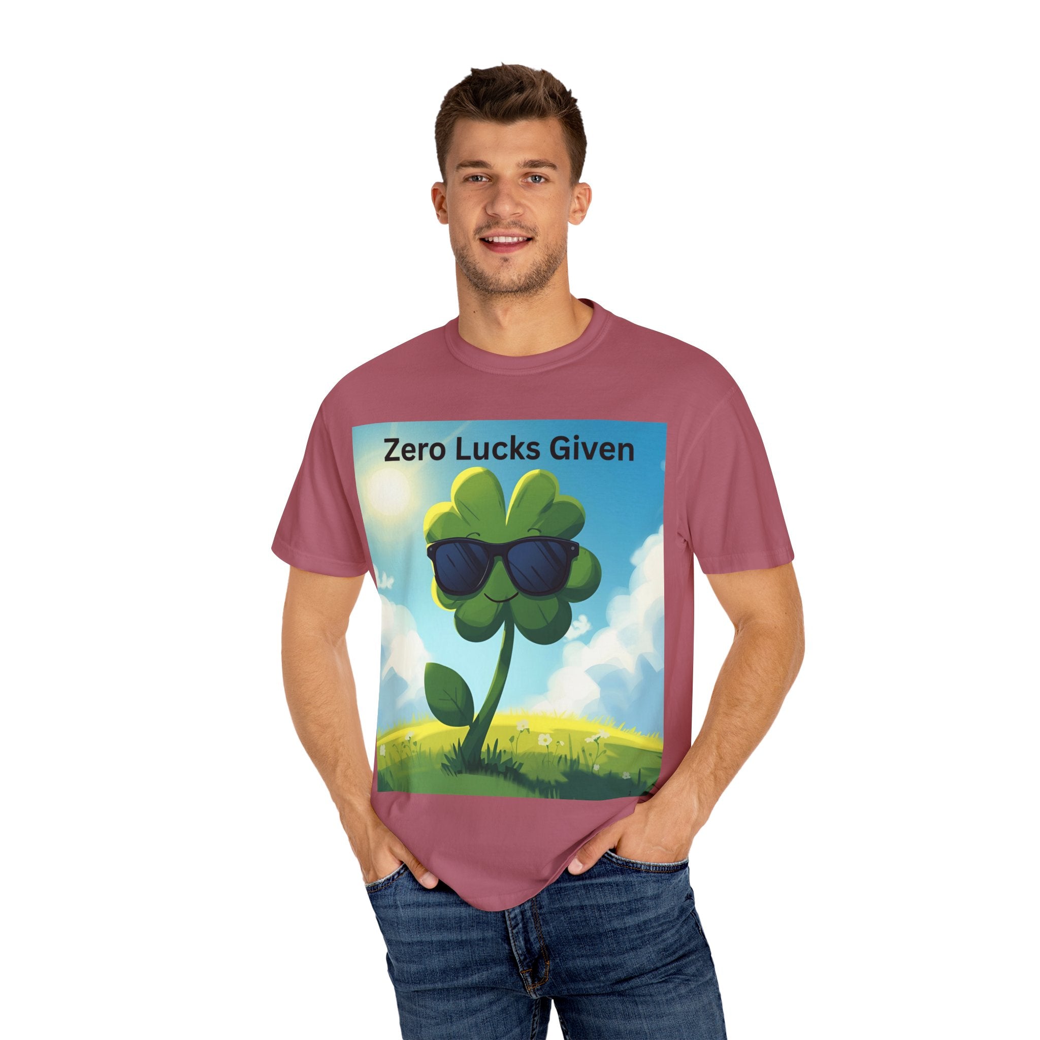 Zero Lucks Given T-Shirt, Fun Graphic Tee, Unisex Casual Shirt, St. Patrick's Day Gift, Lucky Charm Apparel, Summer Outfit