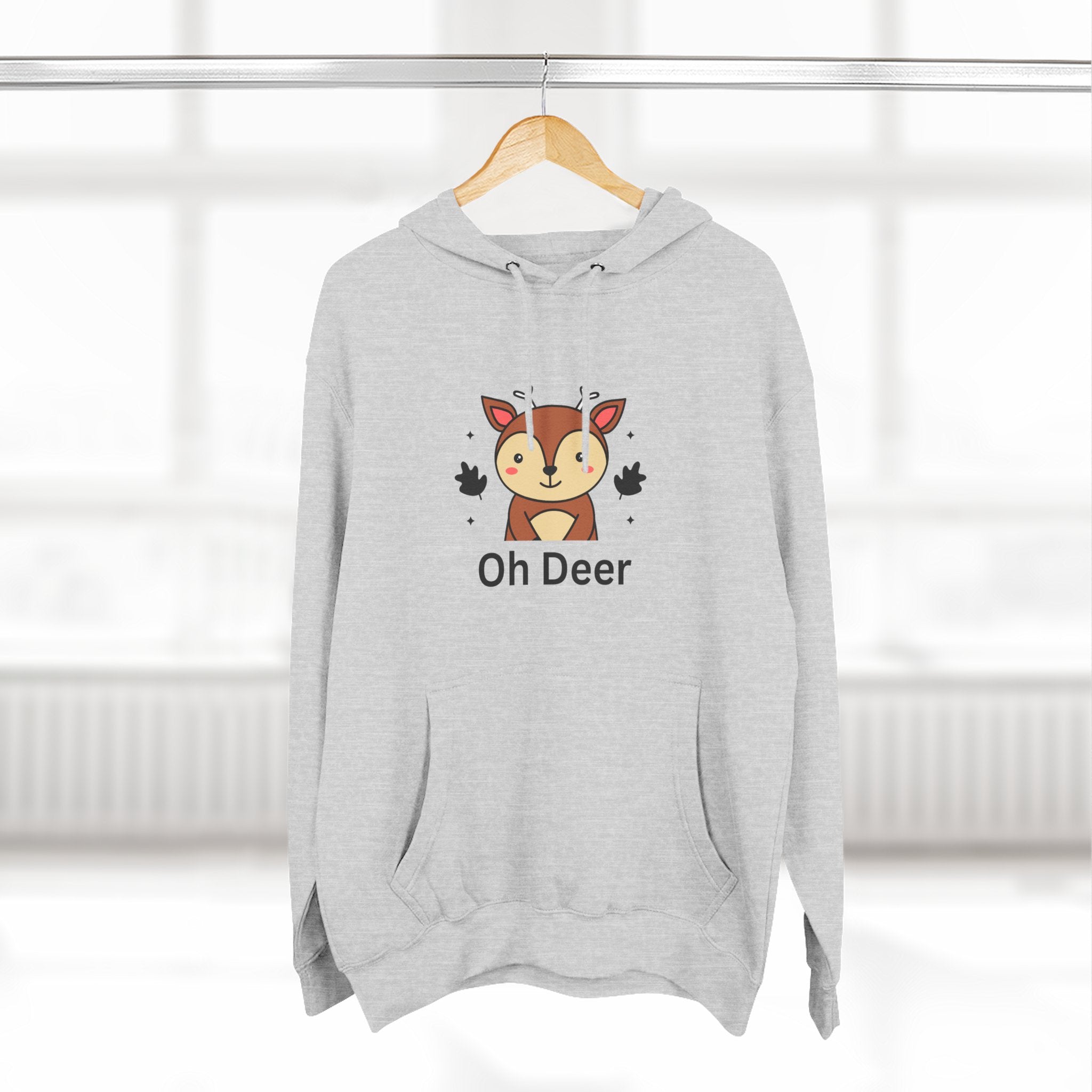 Oh Deer Fleece Hoodie - Cozy Wildlife Sweater, Cute Animal Apparel, Gifts for Nature Lovers, Cute Fall Outfit, Seasonal Comfort Wear
