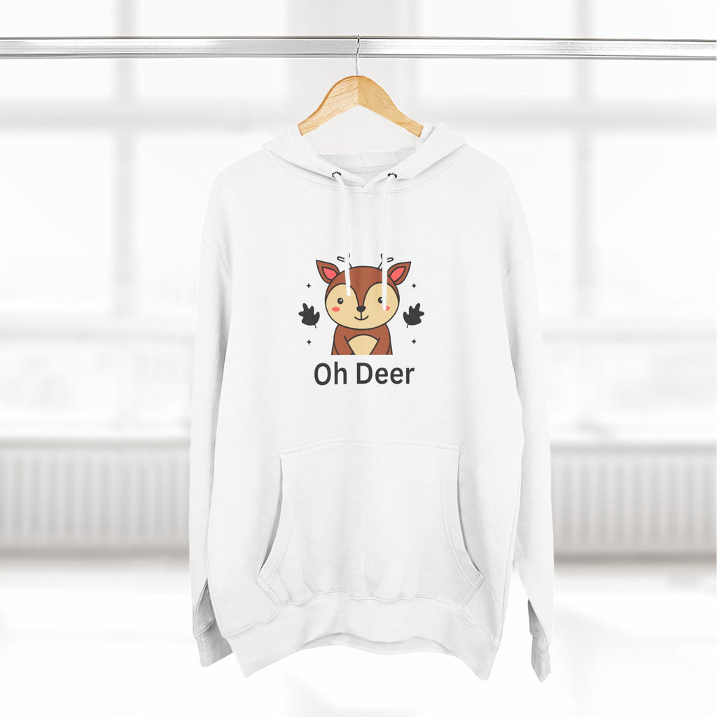 Oh Deer Fleece Hoodie - Cozy Wildlife Sweater, Cute Animal Apparel, Gifts for Nature Lovers, Cute Fall Outfit, Seasonal Comfort Wear