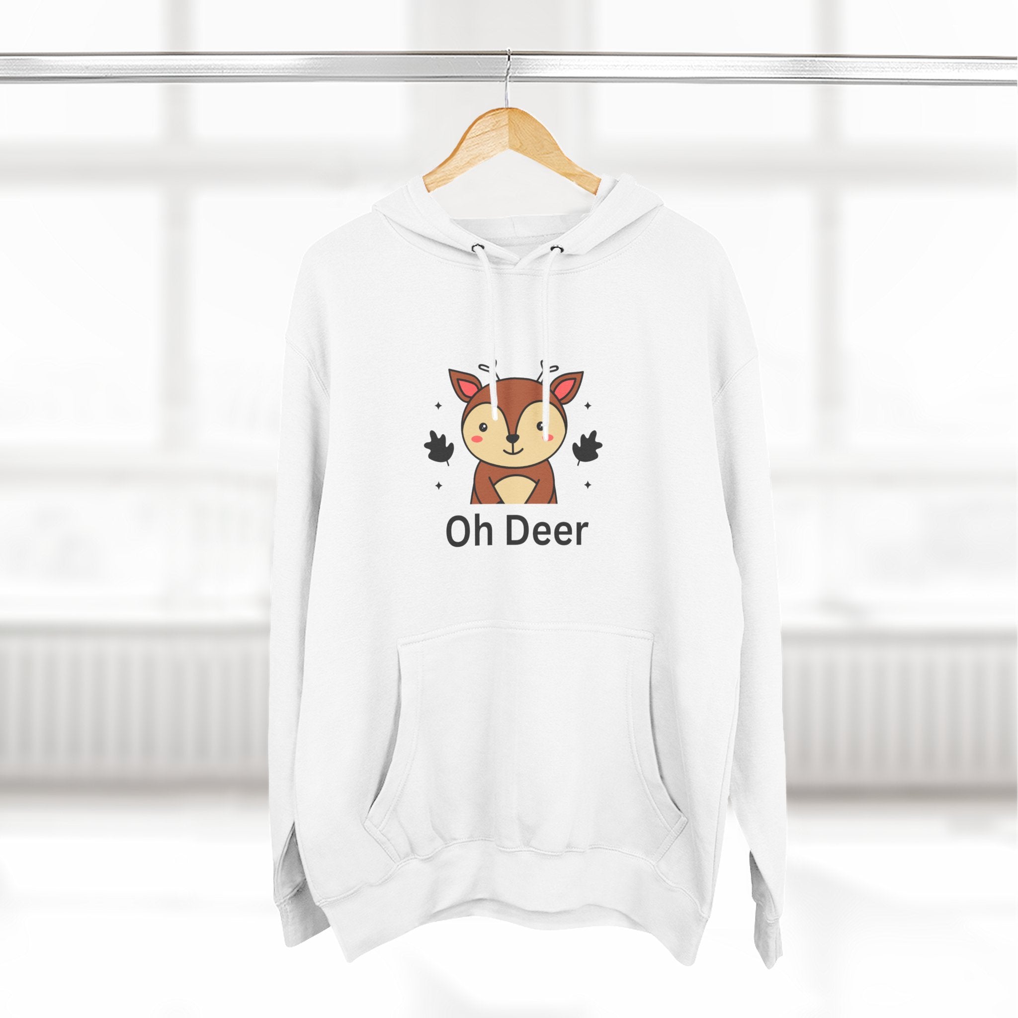 Oh Deer Fleece Hoodie - Cozy Wildlife Sweater, Cute Animal Apparel, Gifts for Nature Lovers, Cute Fall Outfit, Seasonal Comfort Wear