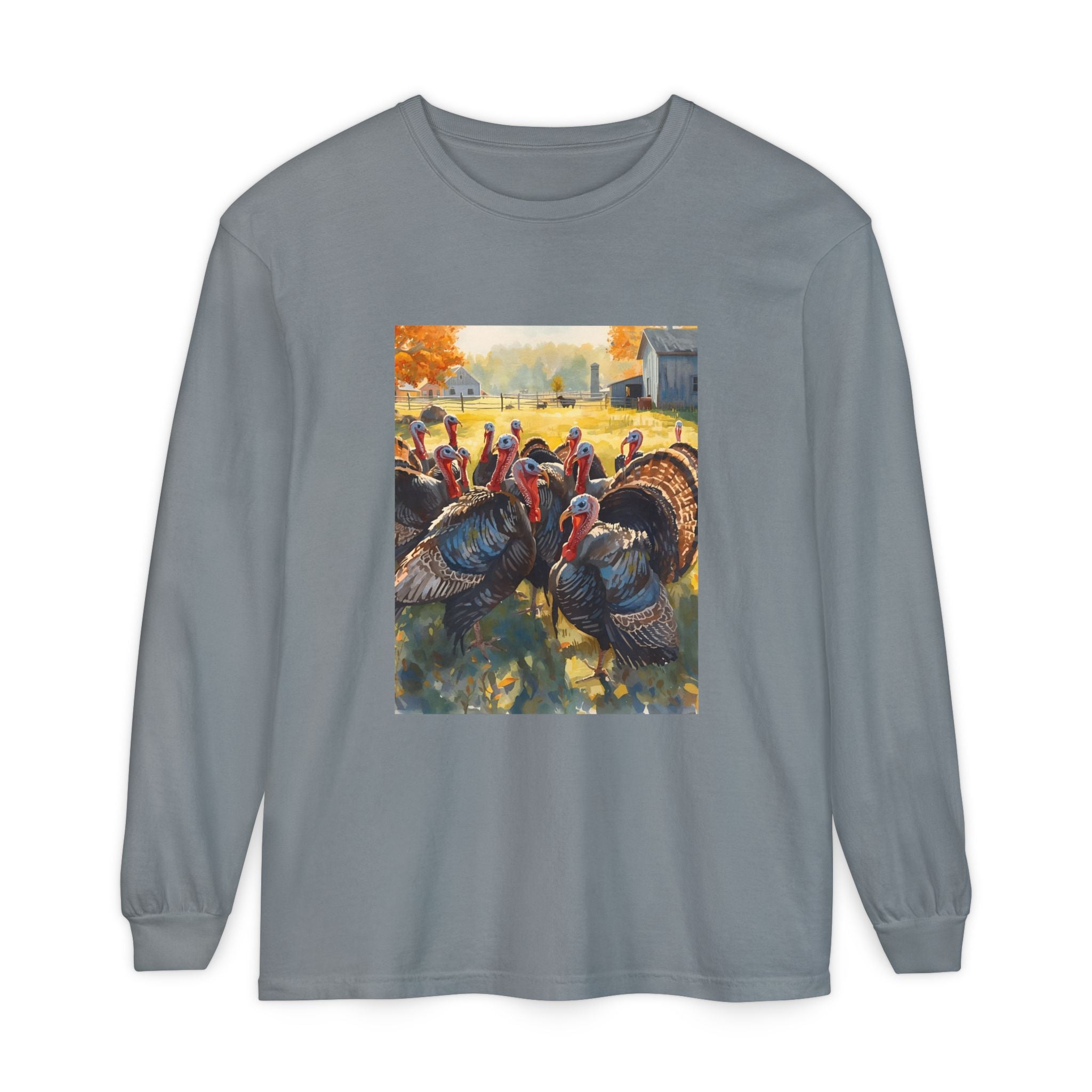 Thanksgiving Turkey Unisex Garment-dyed Long Sleeve T-Shirt
