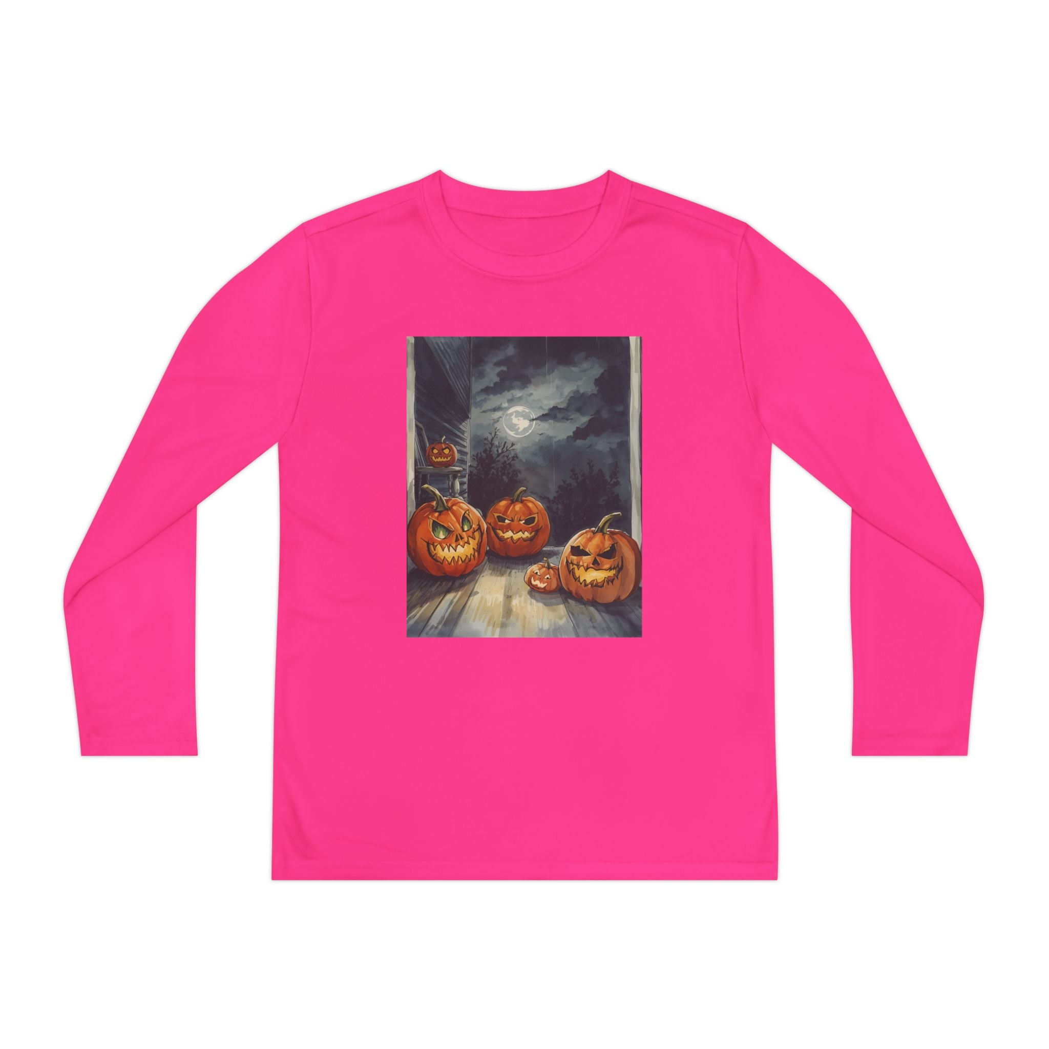 Halloween Pumpkin Spooky Youth Long Sleeve Competitor Tee