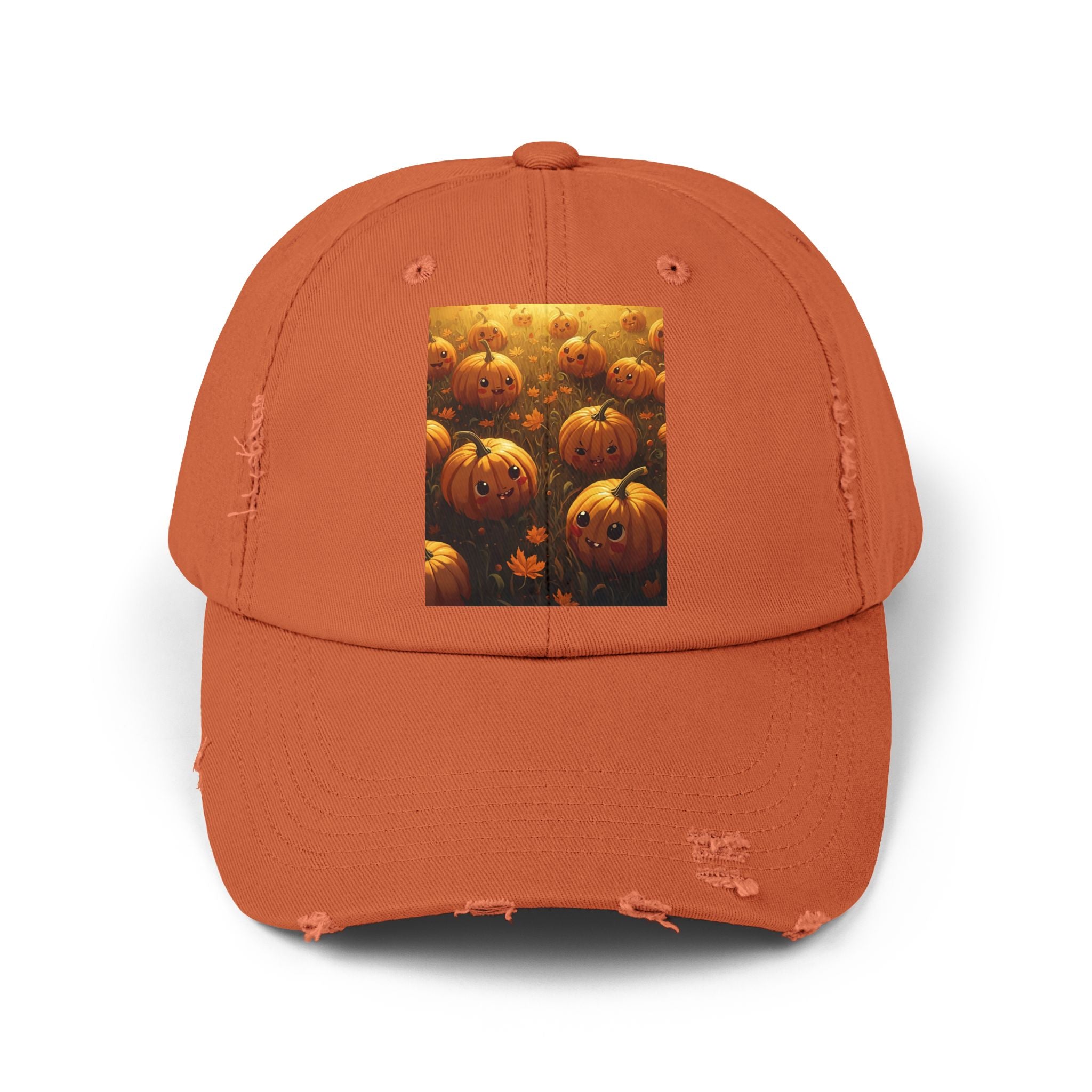 Unisex Distressed Pumpkin Cap, Vintage Halloween Hat, Fall Fashion Accessory, Casual Everyday Wear, Gift for Pumpkin Lovers