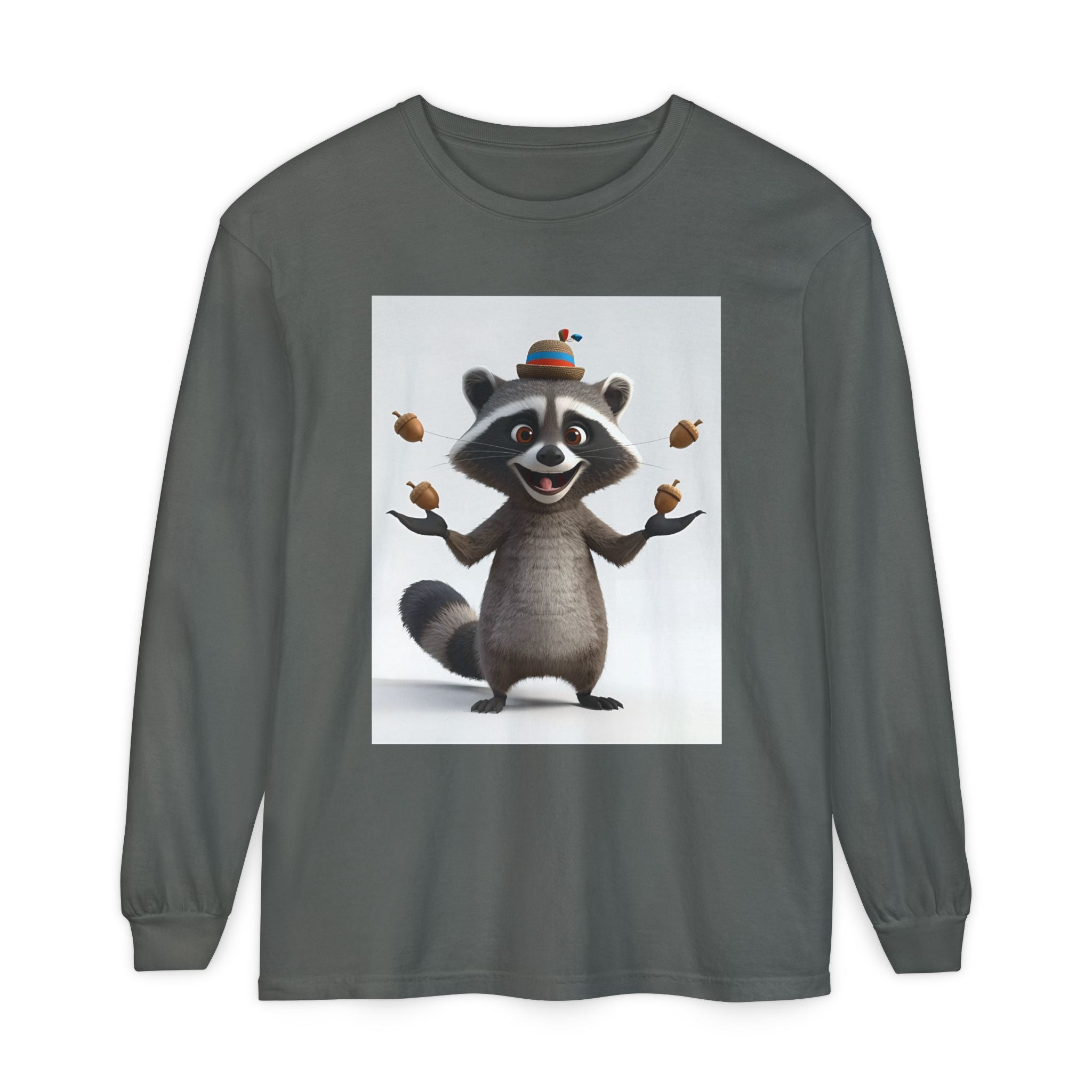 Raccoon Unisex Garment-dyed Long Sleeve T-Shirt