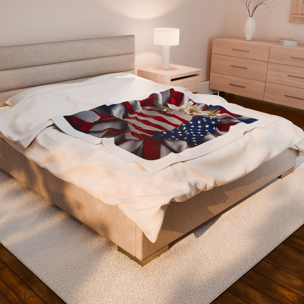 Patriotic Heart Velveteen Plush Blanket