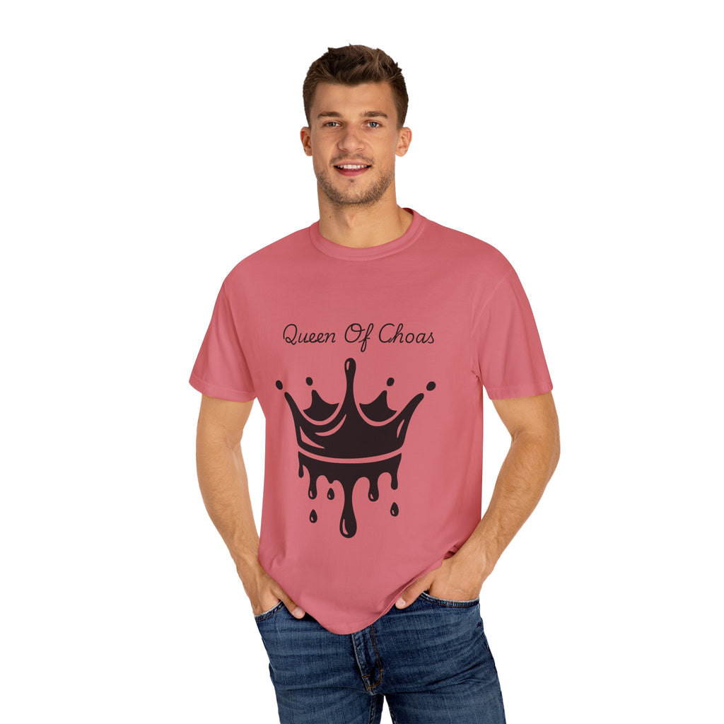 Queen of Chaos T-Shirt, Unisex Garment-Dyed Tee, Fun Casual Wear, Unique Gift Idea, Perfect for Celebrations