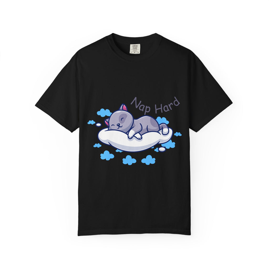 Cat Nap Graphic T-shirt, Cute Cat Tee, Relaxed Fit Apparel, Gift for Cat Lovers, Cozy Lounge Wear, Funny Pet Humor Top