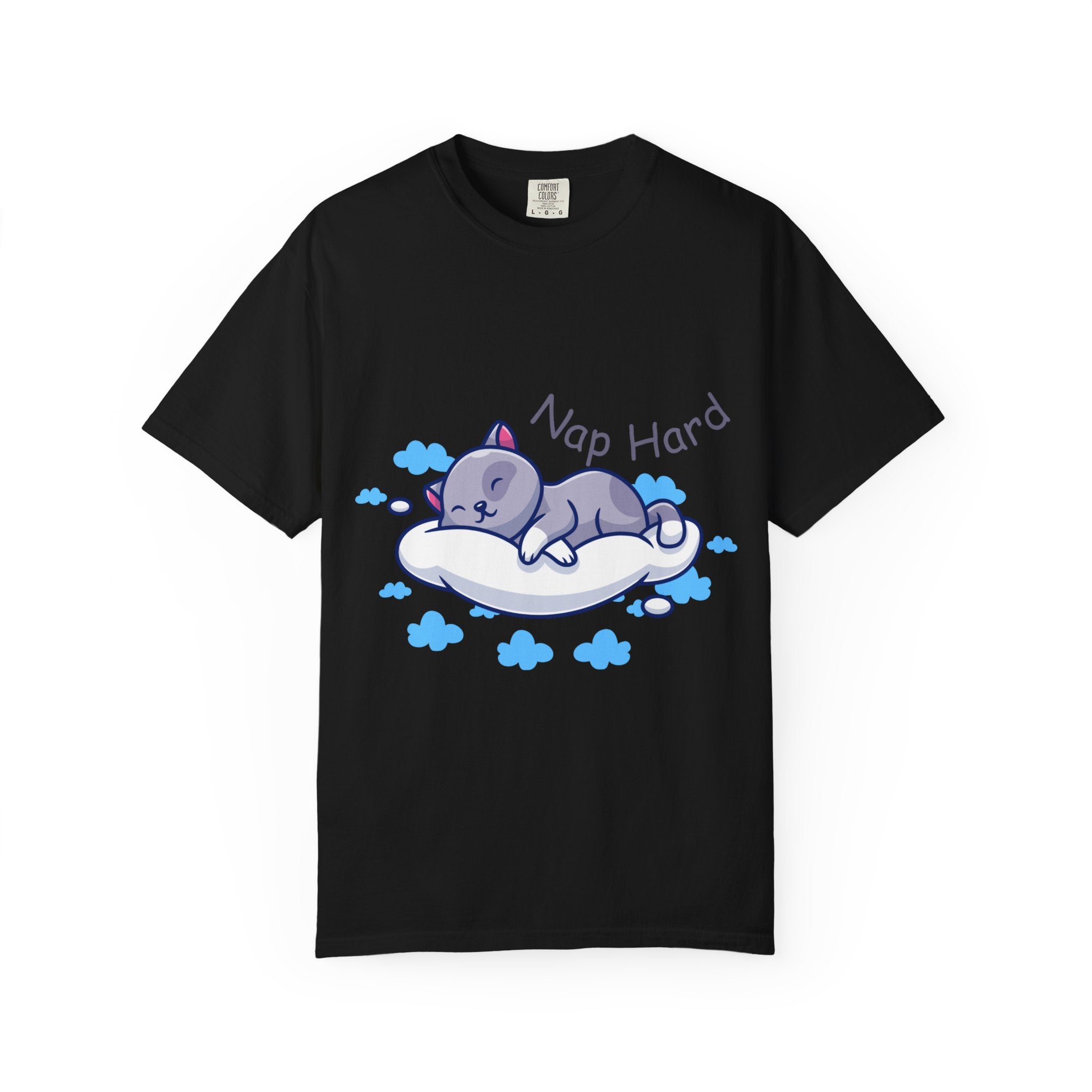 Cat Nap Graphic T-shirt, Cute Cat Tee, Relaxed Fit Apparel, Gift for Cat Lovers, Cozy Lounge Wear, Funny Pet Humor Top