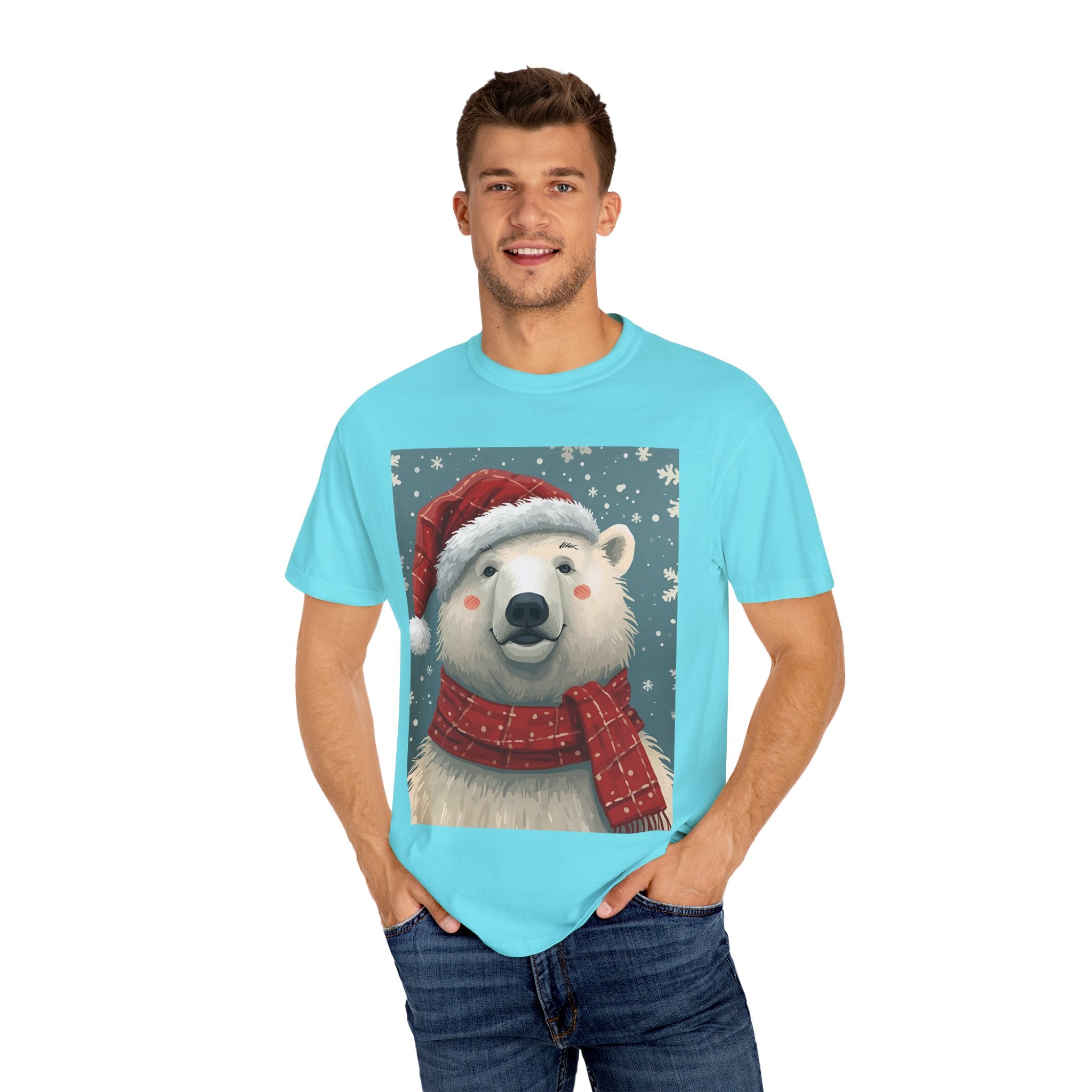 Cozy Holiday Polar Bear T-Shirt, Christmas Tee, Unisex Shirt, Festive Apparel, Gift for Animal Lovers, Winter Wear