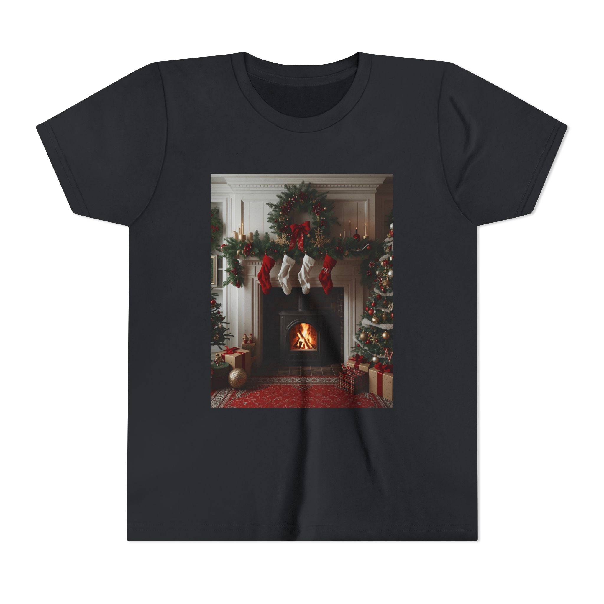 Cozy Christmas Youth Tee, Holiday Gift for Kids, Festive Short Sleeve Shirt, Winter Wear, Family Photos, Christmas Apparel
