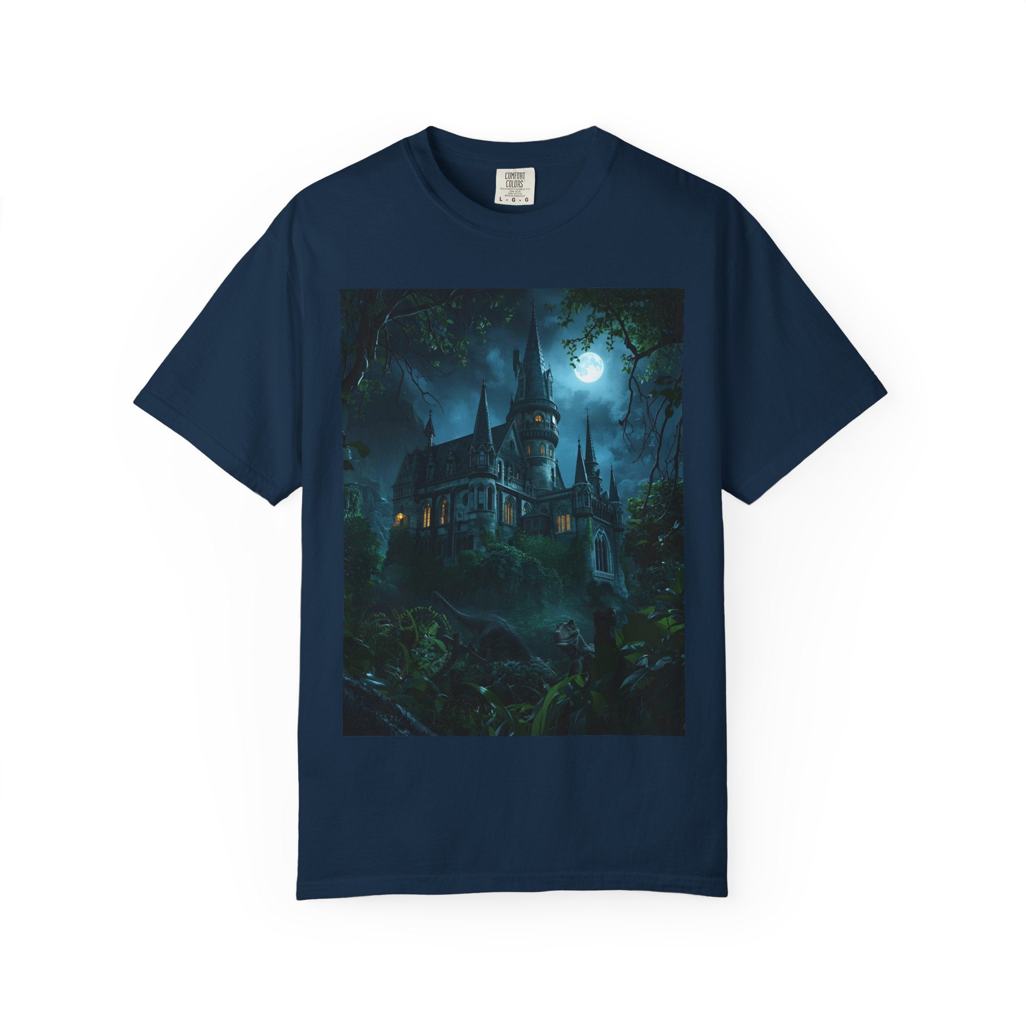 Mystical Night Scene Castle T-Shirt, Spooky Tees, Halloween Apparel, Gothic Style Shirt, Unisex Shirt, Nighttime Scene Tee