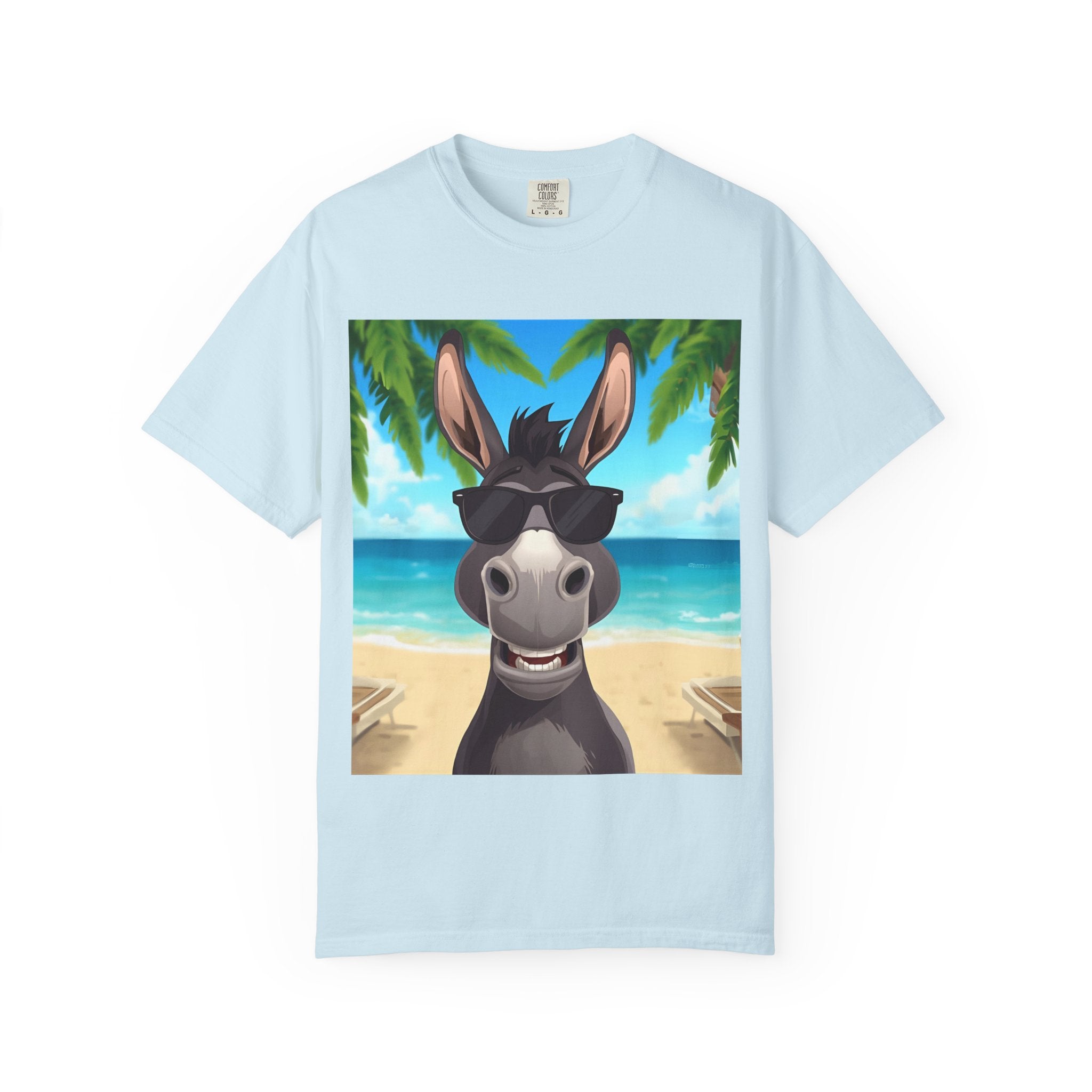 Chill Donkey Sunset T-Shirt, Unisex Summer Tee, Casual Beachwear, Gift for Animal Lovers, Fun Vacation Shirt
