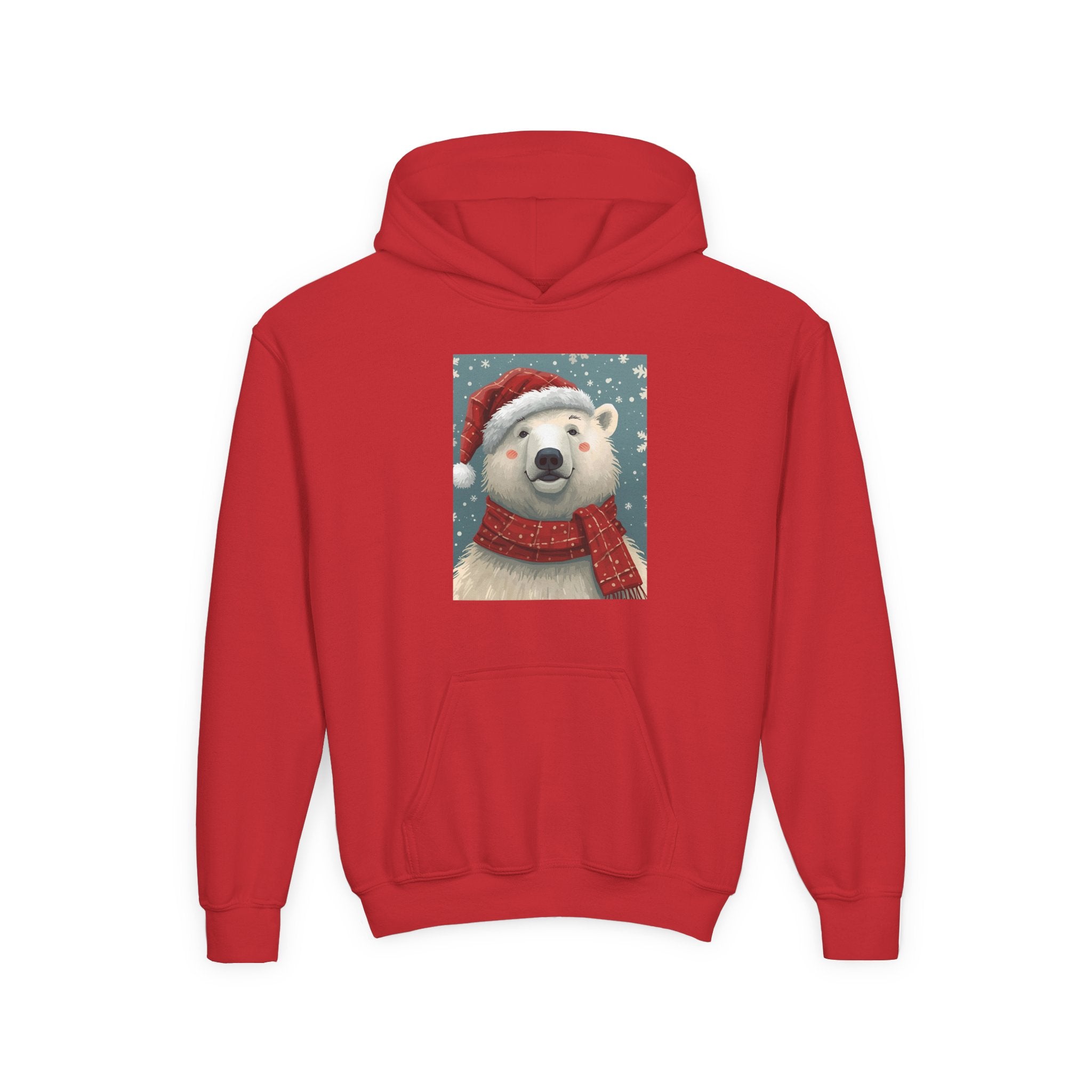 Cozy Polar Bear Christmas Hoodie, Holiday Sweatshirt for Kids, Winter Wear, Gift Idea, Cute Kids Hooded Sweatshirt