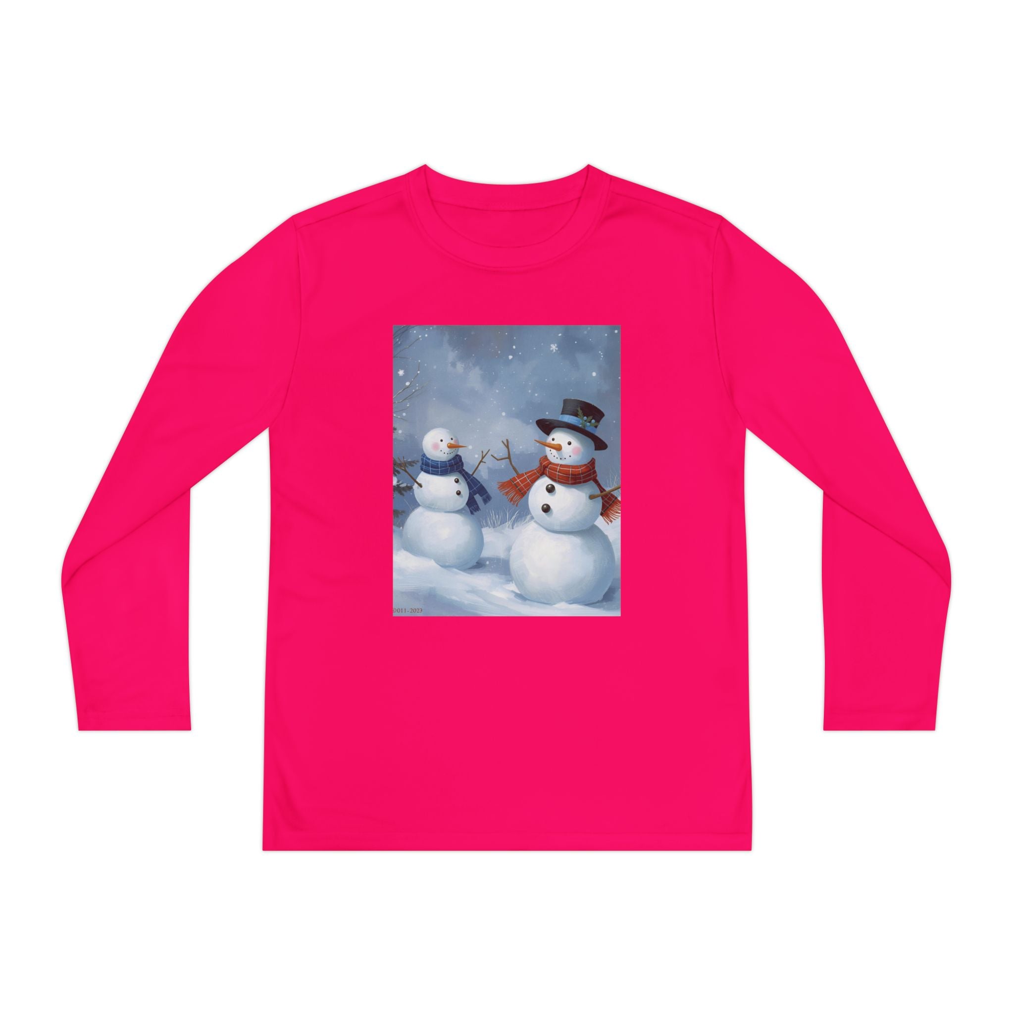 Christmas Snowman Family Youth Long Sleeve Competitor Tee