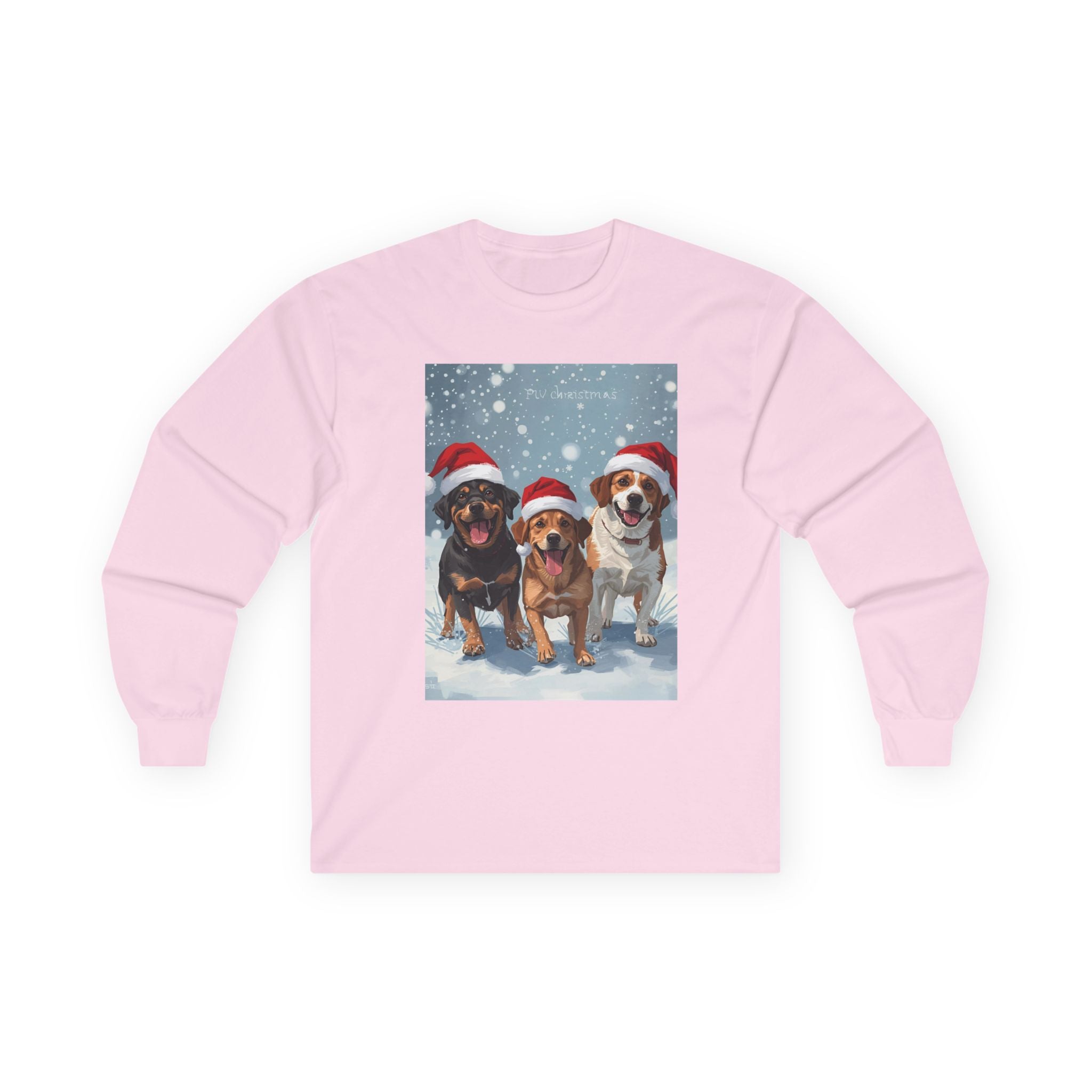 Christmas Dog Graphic Long Sleeve Tee, Holiday Shirt, Pet Lover Gift, Casual Winter Wear, Festive Apparel for Dog Lovers