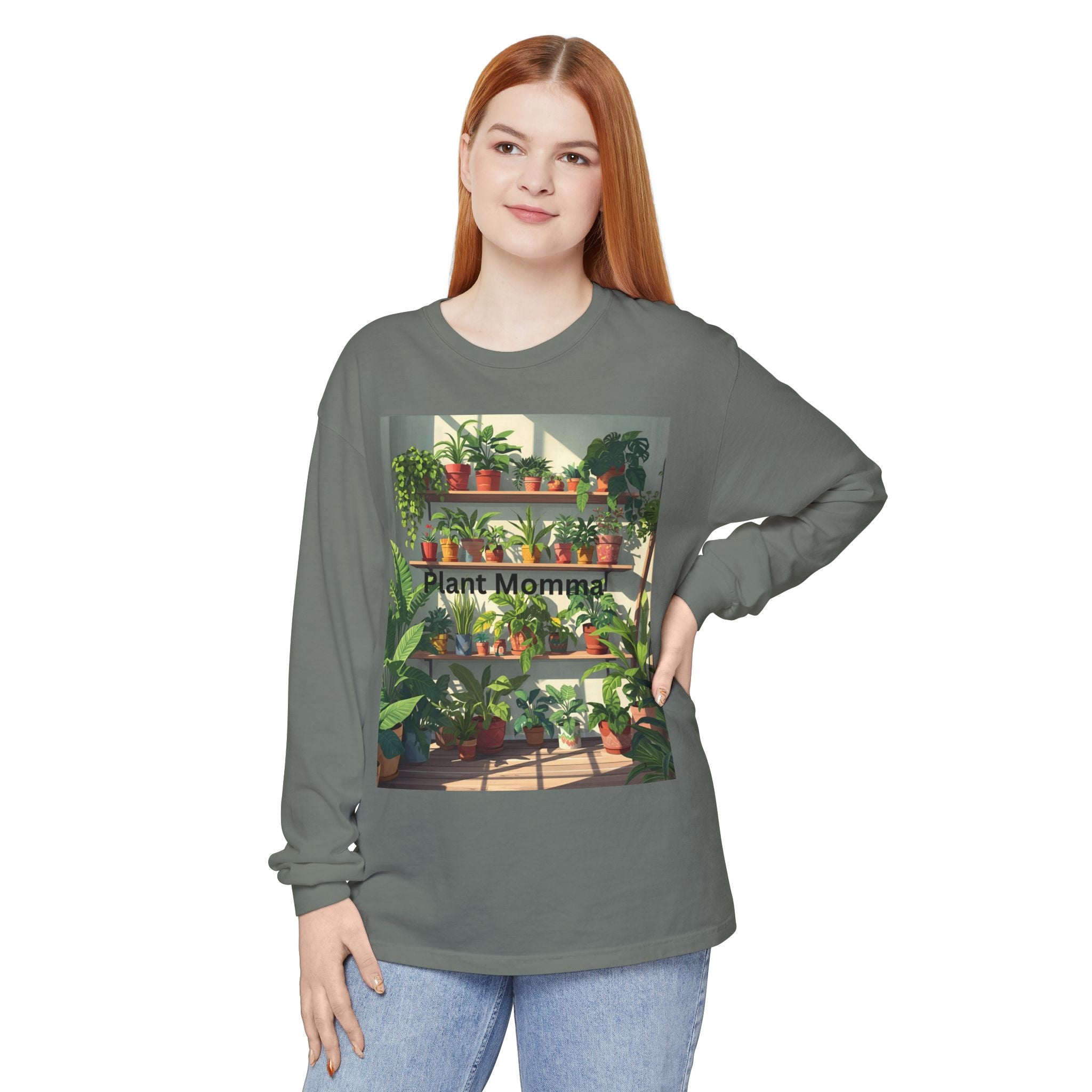 Plant Momma Long Sleeve T-Shirt, Perfect for Plant Lovers, Gardening Gifts, Eco-friendly Fashion, Casual Wear, Spring Celebrations