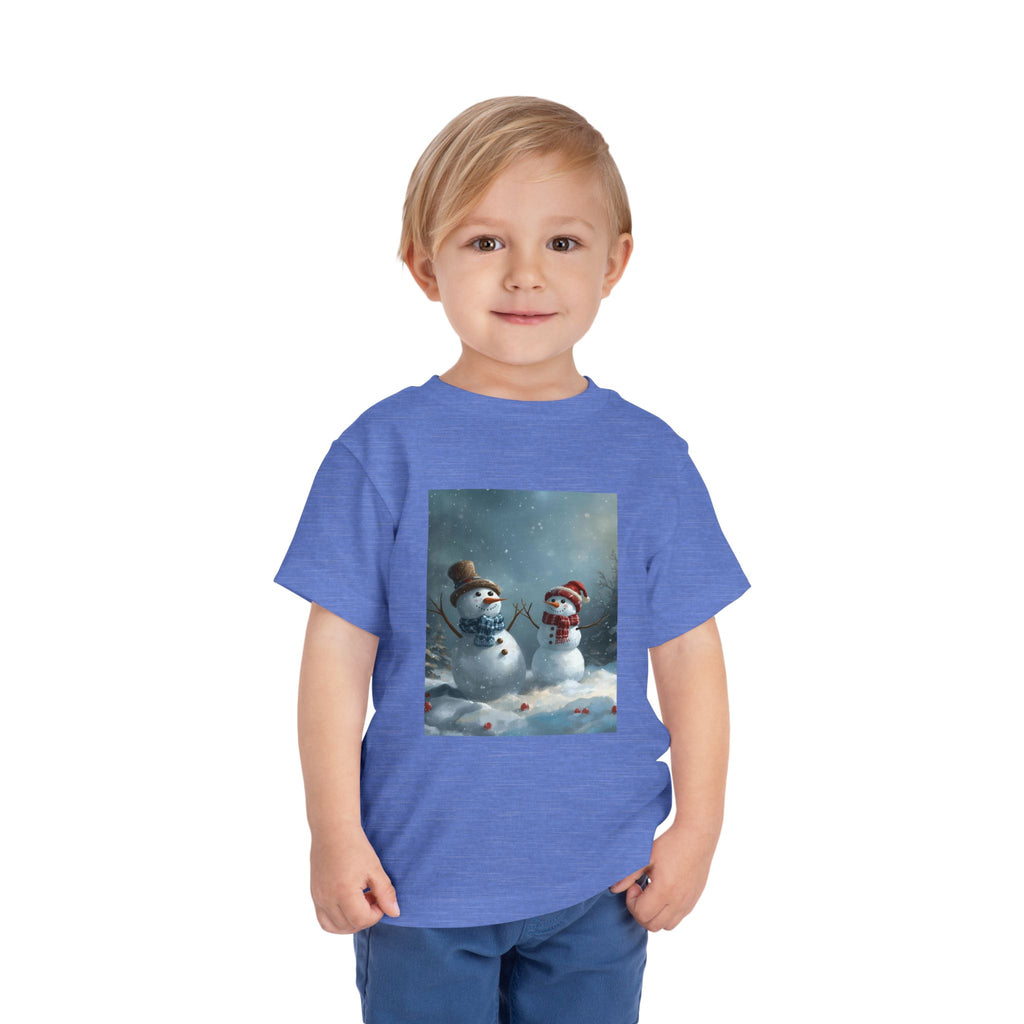 Toddler Christmas Snowman Winter Theme Tee, Cute Snowman Graphic Tee, Kids Short Sleeve Shirt, Holiday Outfit, Christmas Gift