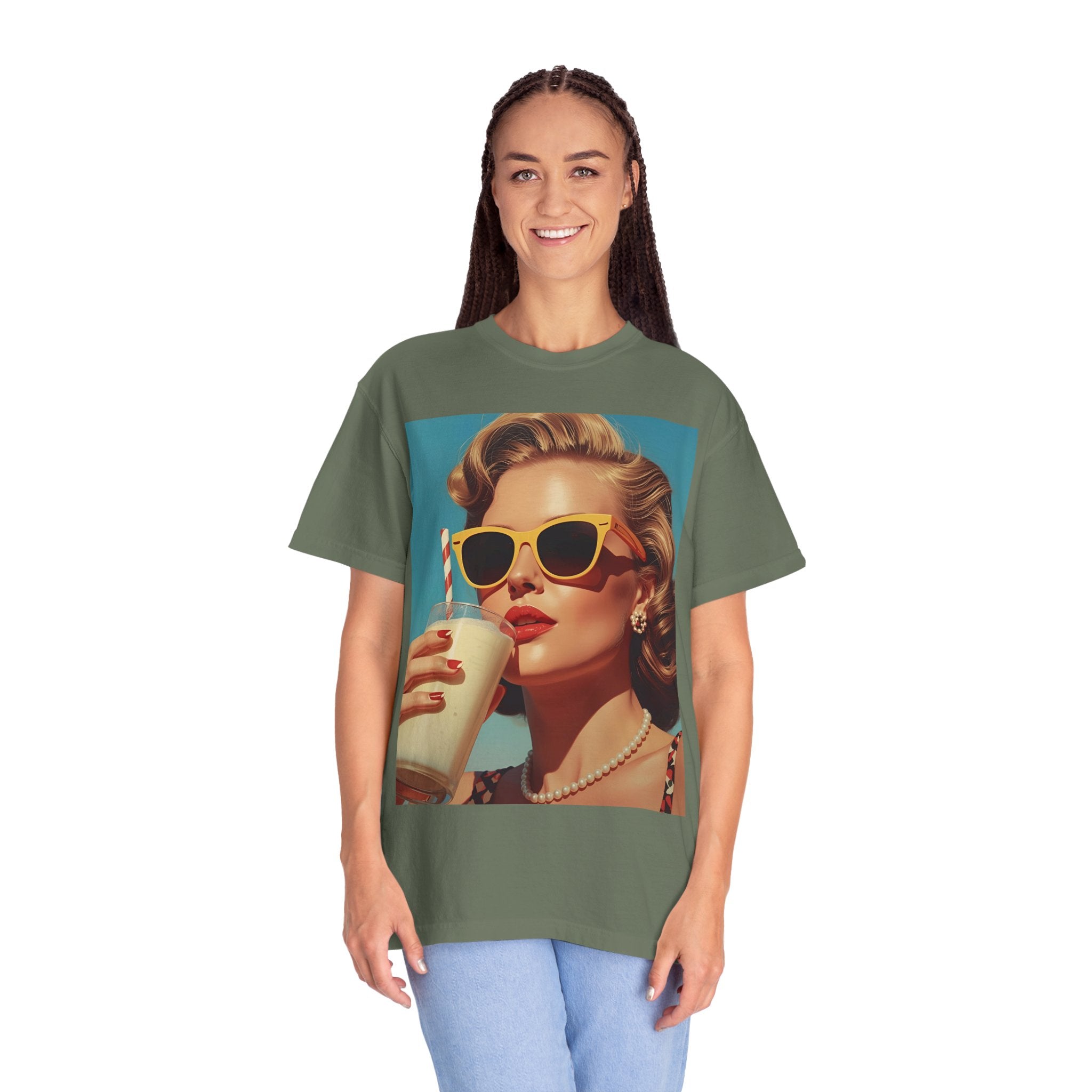 Retro Pop Art Summer Vibe T-shirt | Unisex Garment-Dyed Tee, Vintage Style Shirt, Trendy Summer Wear, Perfect Gift for Her, Casual Everyday Top