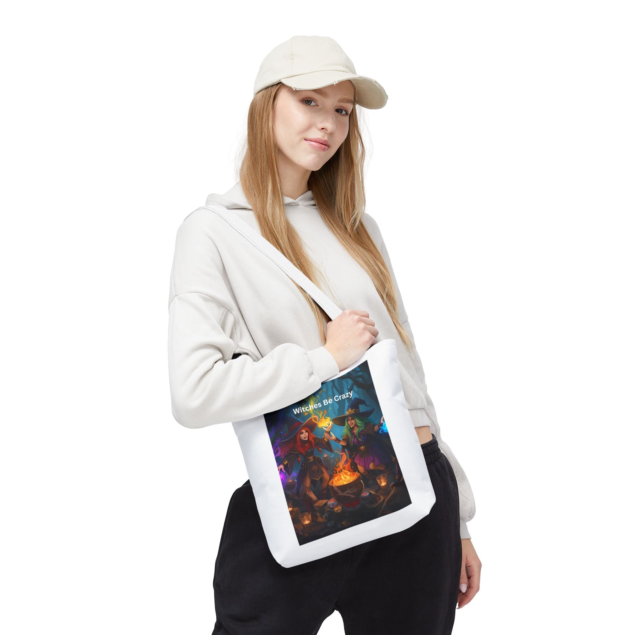 Spooky Halloween Witchy Tote Bag - Witches Be Crazy, Stylish Carryall, Halloween Gift, Boho Bag, Magic Lover's Accessory, Unique Shopper