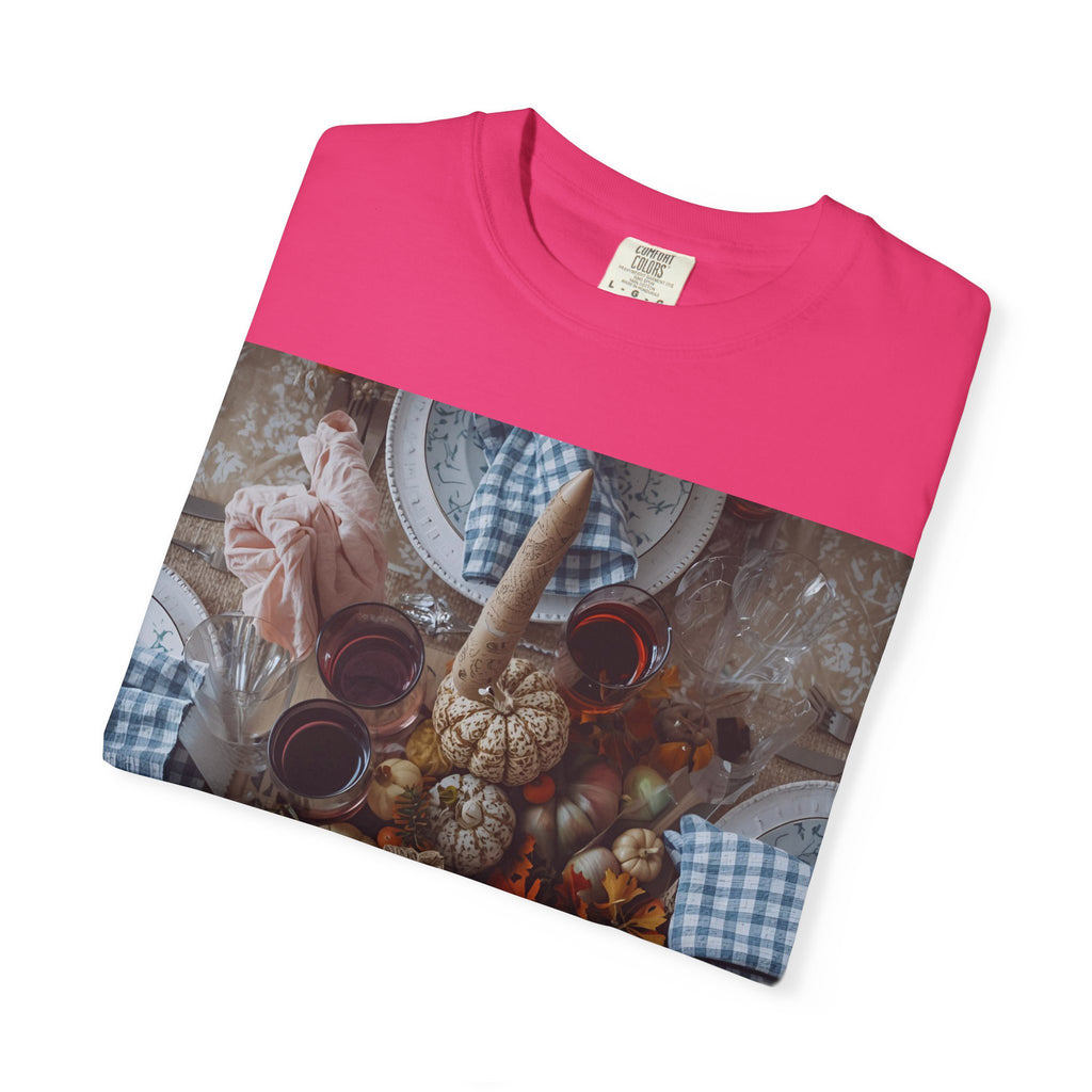Rustic Gatherings Feast Unisex T-Shirt | Cozy Fall Apparel, Thanksgiving Casual Wear, Gift for Food Lovers, Unique Kitchen Decor, Autumn Gathering Tee