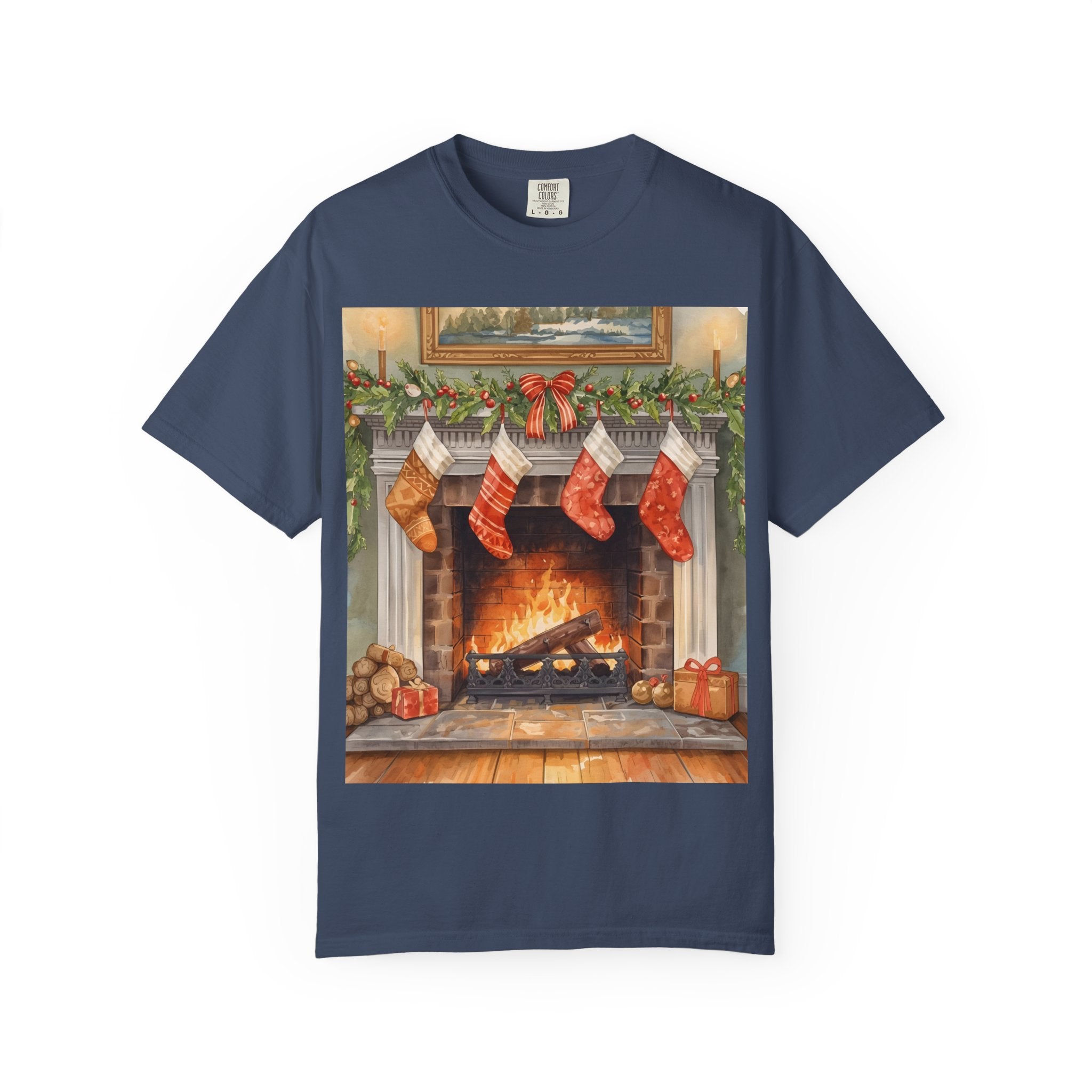 Cozy Christmas Fireplace T-Shirt | Unisex Holiday Tee | Gift for Him/Her | Festive Layering Top | Merry Christmas Apparel