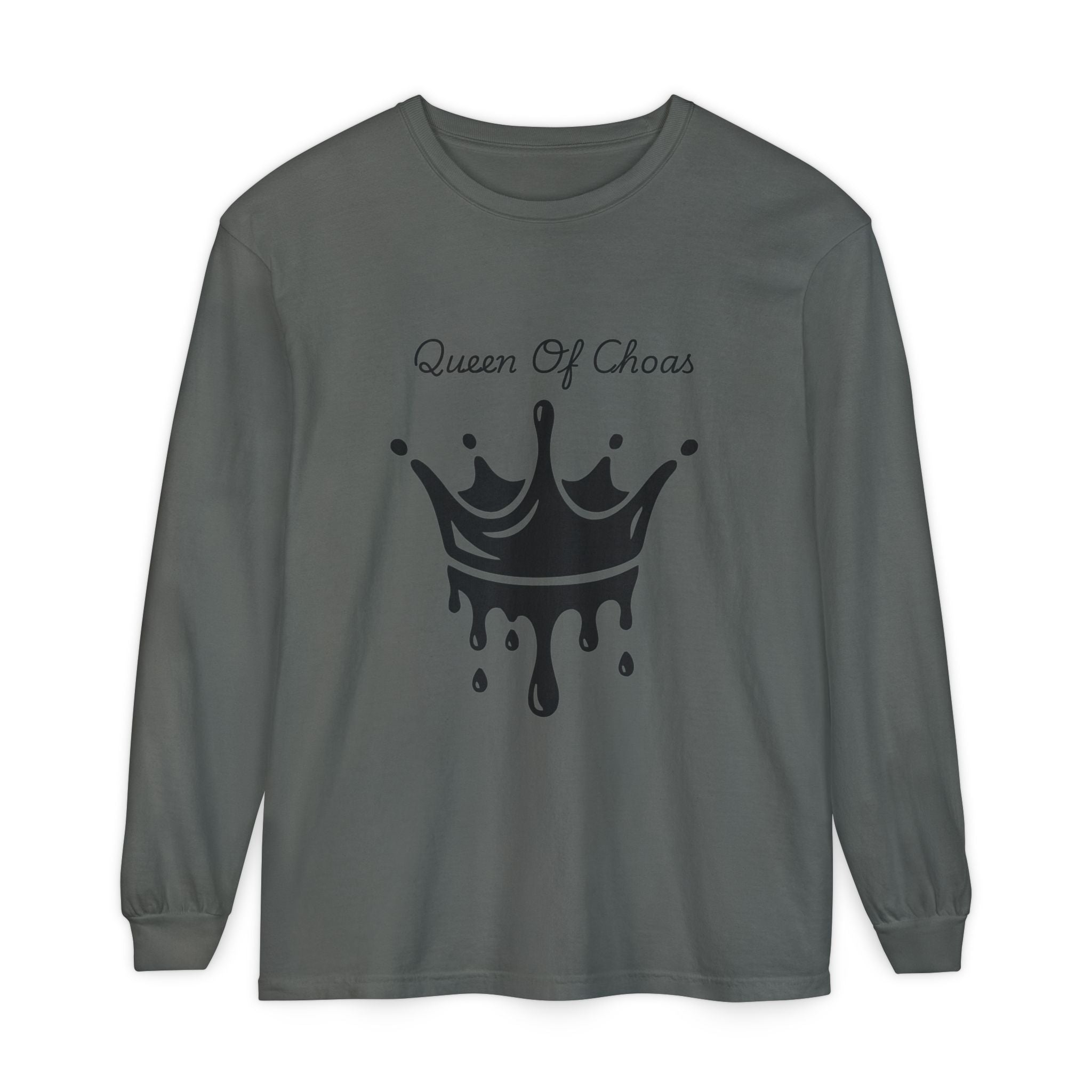 Queen of Chaos Long Sleeve T-Shirt - Stylish Unisex Apparel for Creative Souls, Casual Wear, Gift for Her, Birthday, Everyday Style