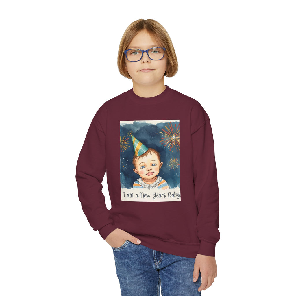 I Am A New Years Baby Youth Crewneck Sweatshirt