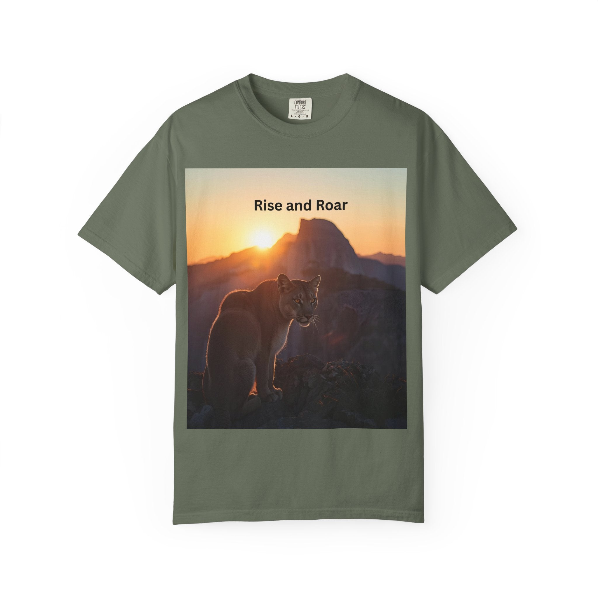 Unisex Nature-Inspired T-Shirt | "Rise and Roar" Graphic Tee, Outdoor Apparel, Gift for Adventurers, Wilderness Lovers, Motivational Shirt