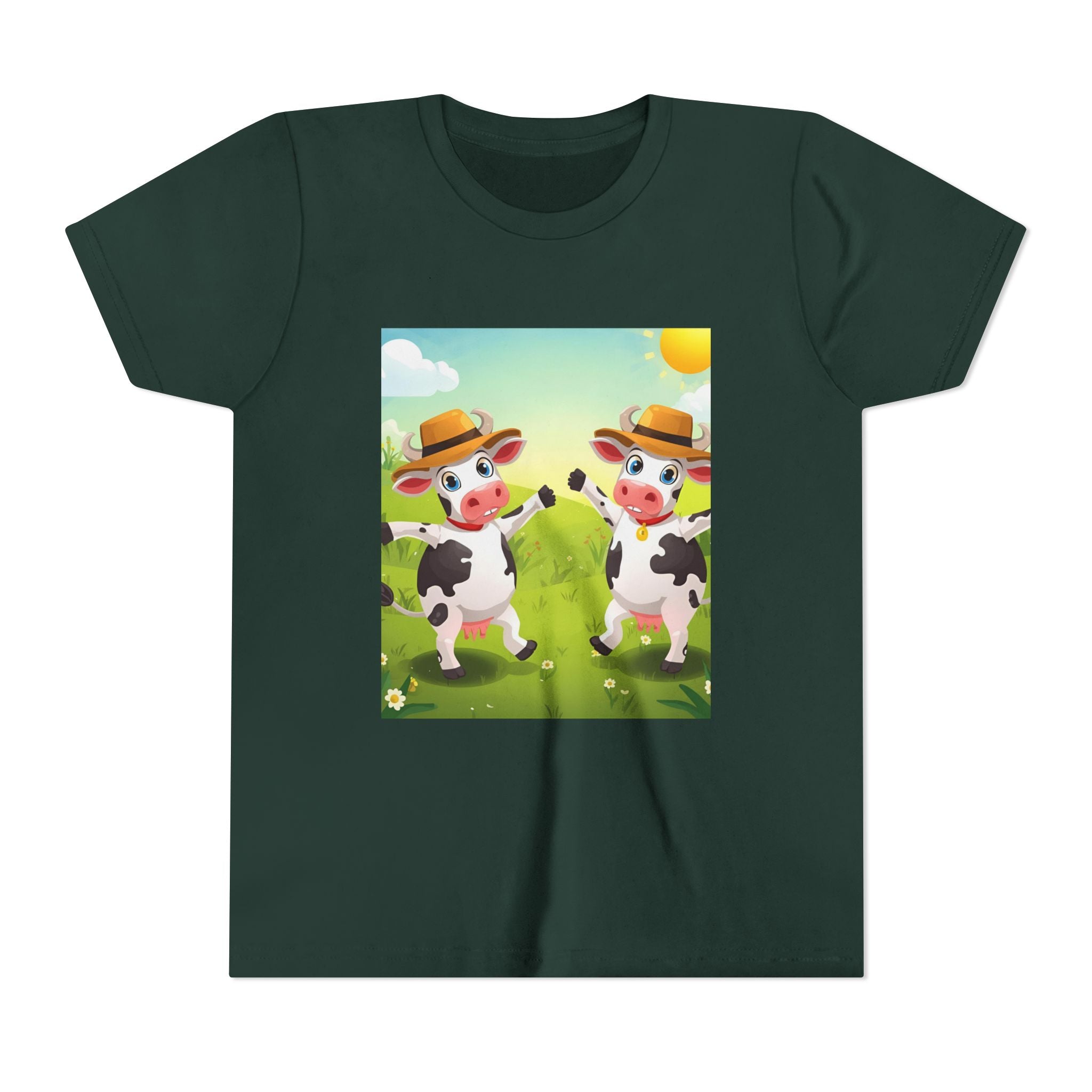 Cute Cow Fun Farm Youth Short Sleeve Tee