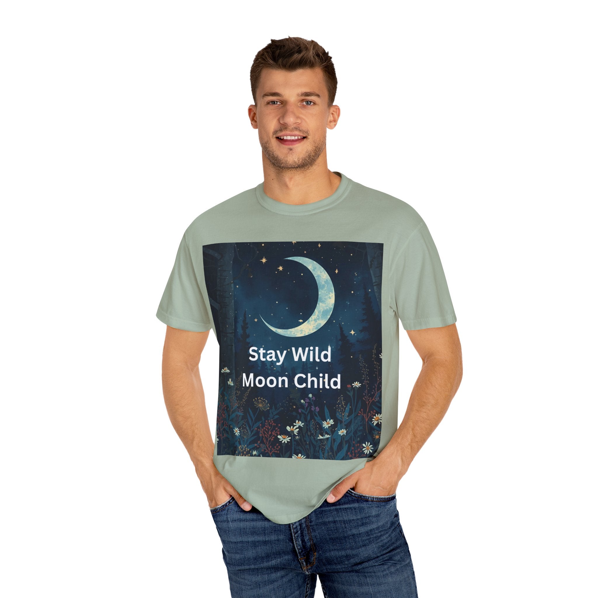 Unisex Stay Wild Moon Child T-Shirt, Stay Wild Graphic Tee, Boho Style Shirt, Gift for Nature Lovers, Vintage Vibe Apparel