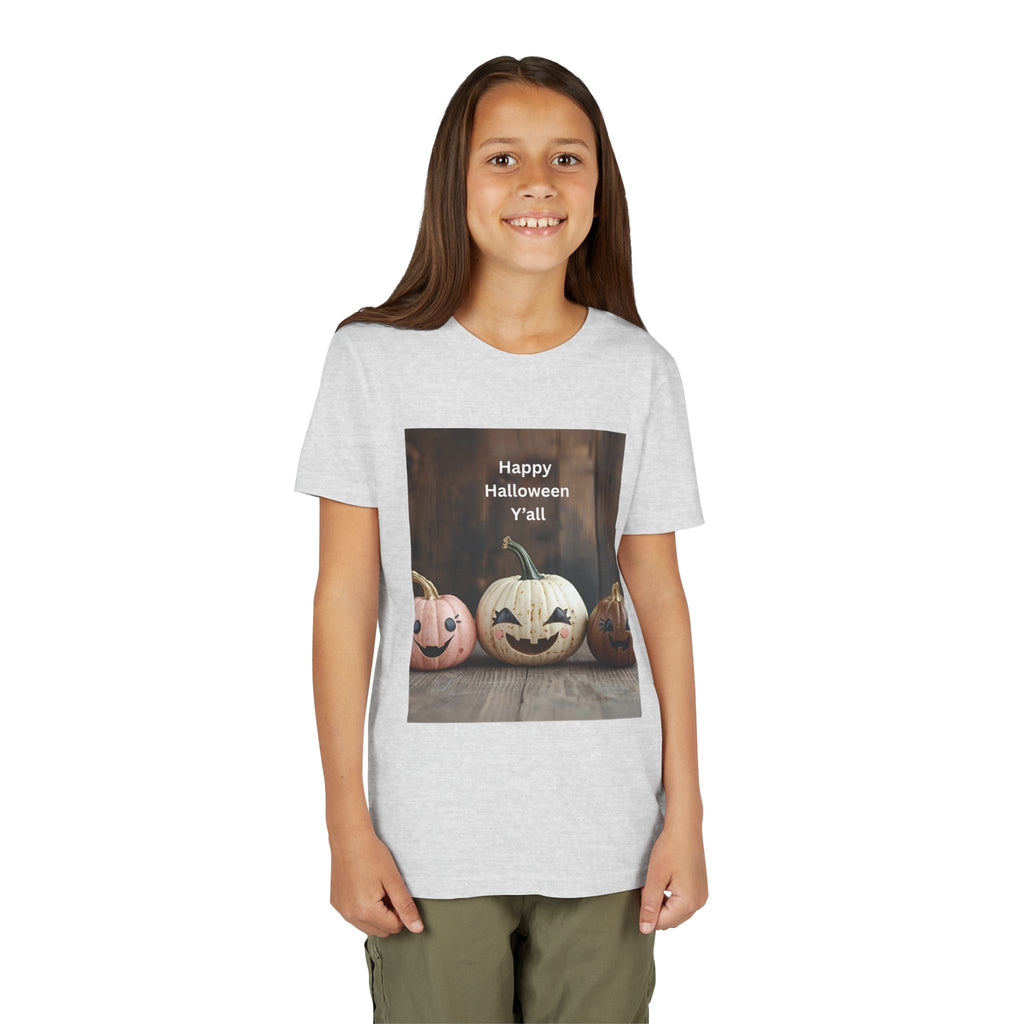 Happy Halloween Youth Tee, Kids Halloween Shirt, Pumpkin T-Shirt, Fall Festival Apparel, Trick or Treat Wear, Spooky Season Top