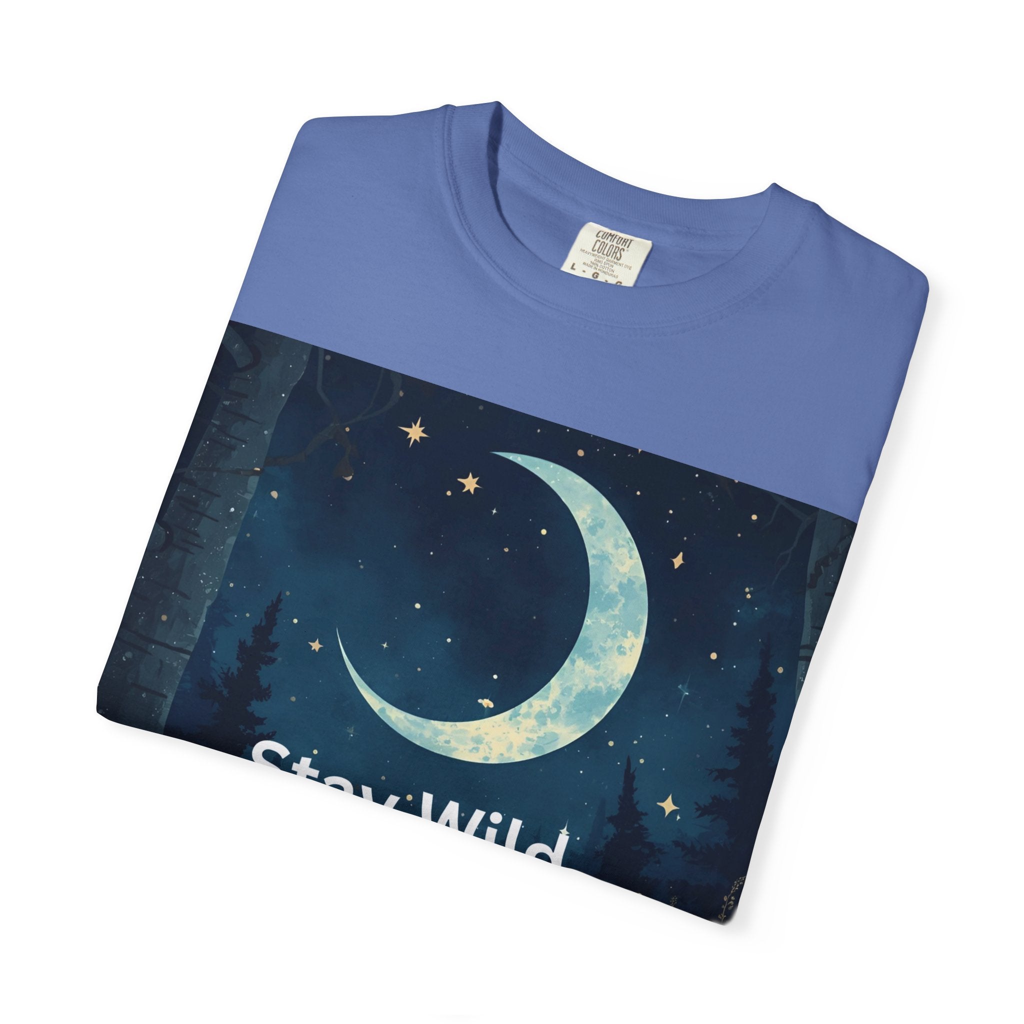 Stay Wild Moon Child Garment-Dyed T-Shirt | Unisex Graphic Tee for Nature Lovers, Boho Style, Gift for Friends, Eco-Friendly Fashion