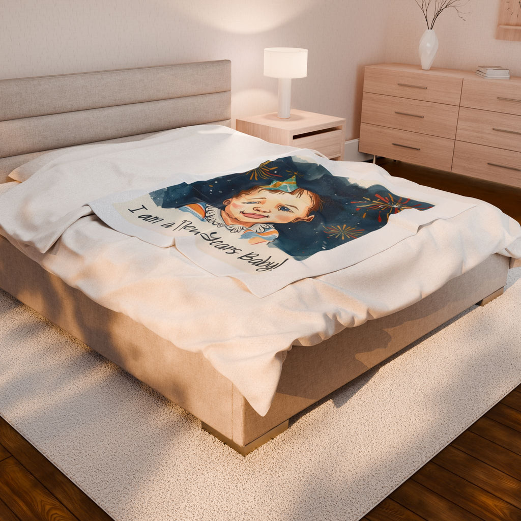 I Am A New Years Baby Velveteen Plush Blanket
