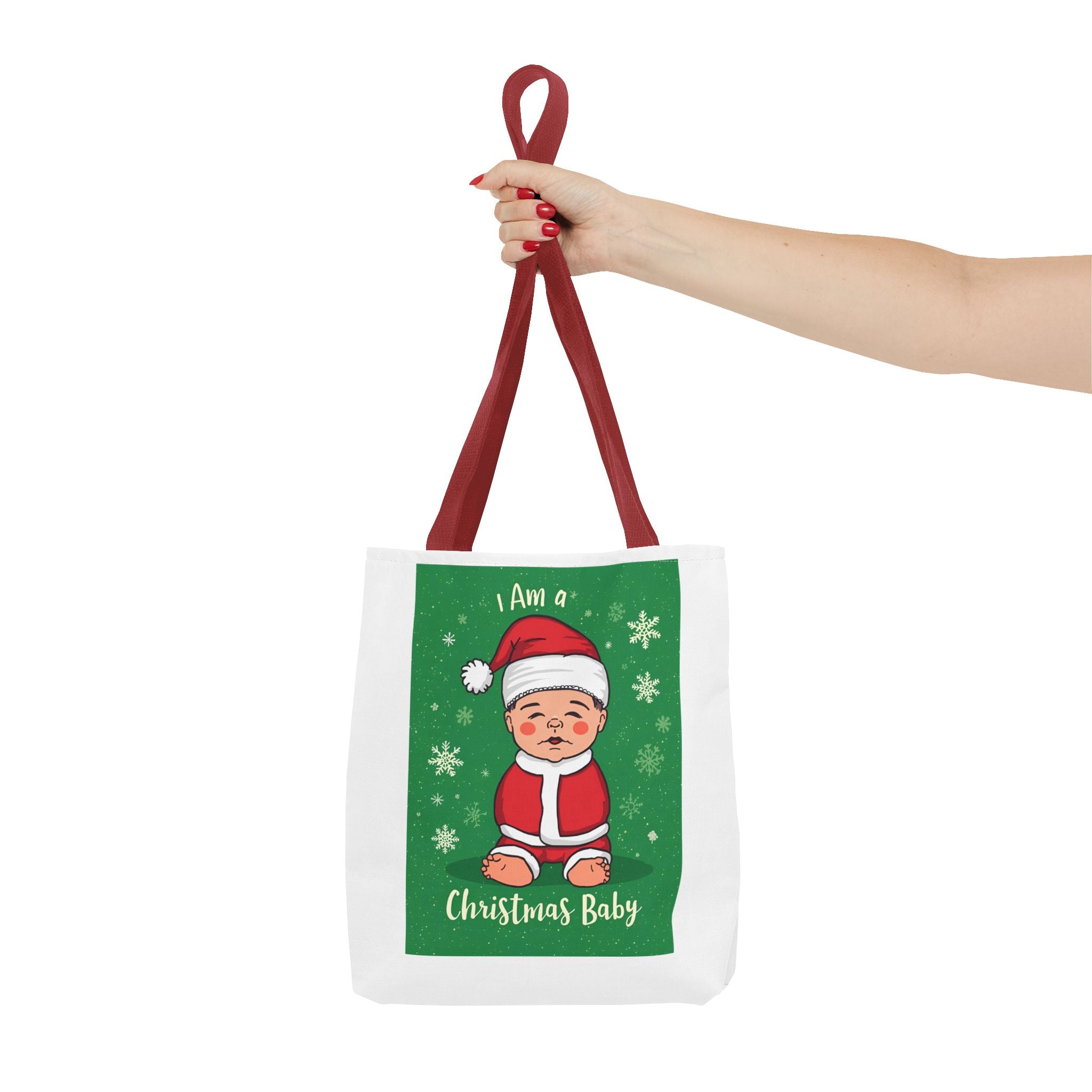 Christmas Baby Tote Bag, Holiday Gift Bag, Santa Baby Shopper, Festive Reusable Tote, Cute Christmas Tote for Kids